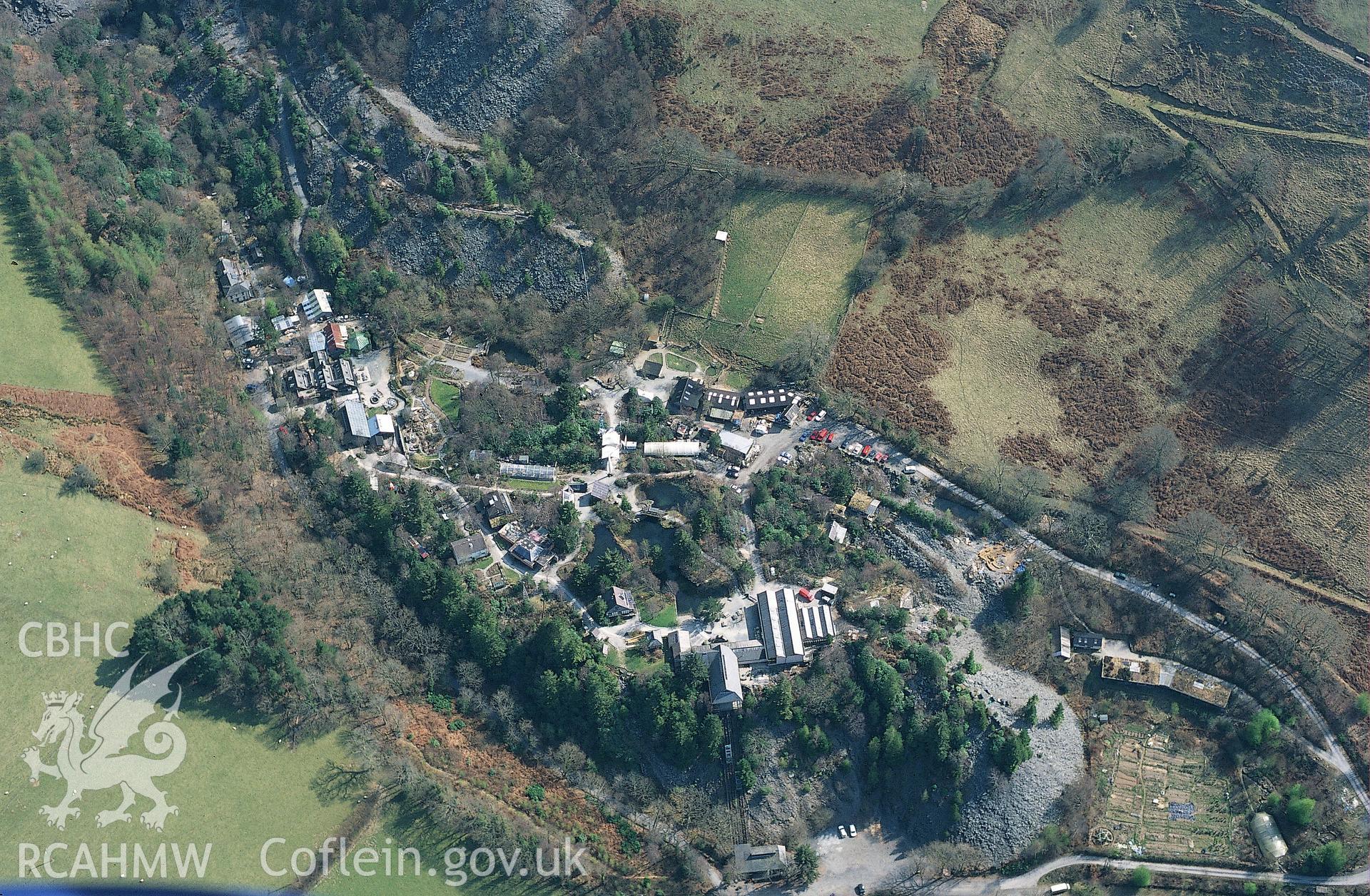 RCAHMW colour oblique aerial photograph of Centre for Alternative Technology, Machynlleth taken on 31/03/2003 by Toby Driver