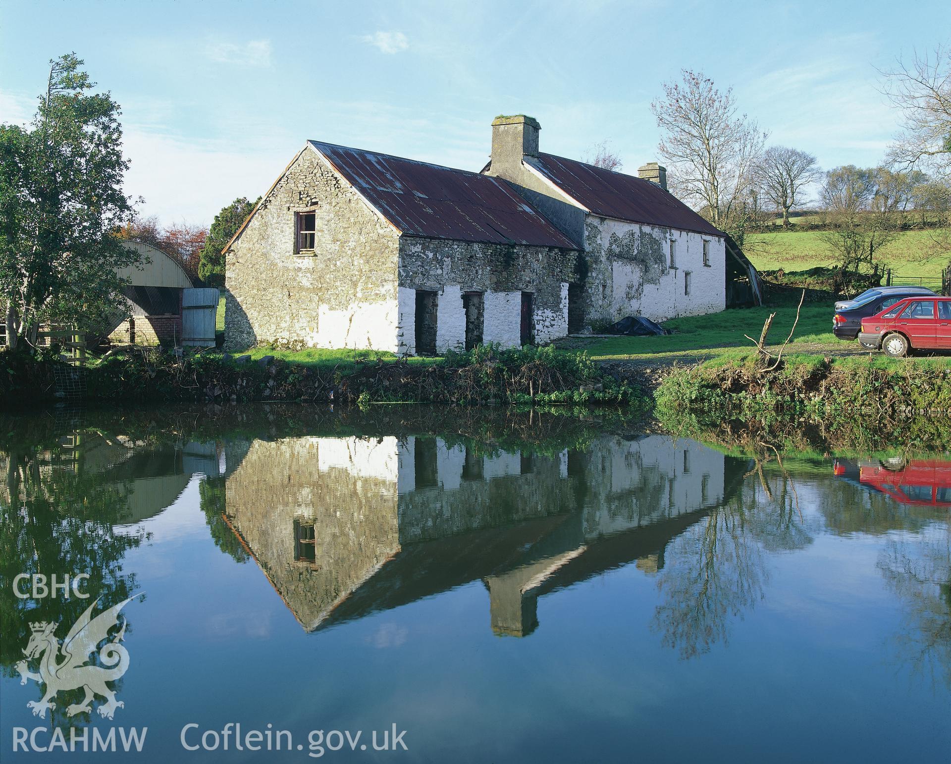 RCAHMW colour transparency showing exterior view of Rhiwson Uchaf, Llanwenog.