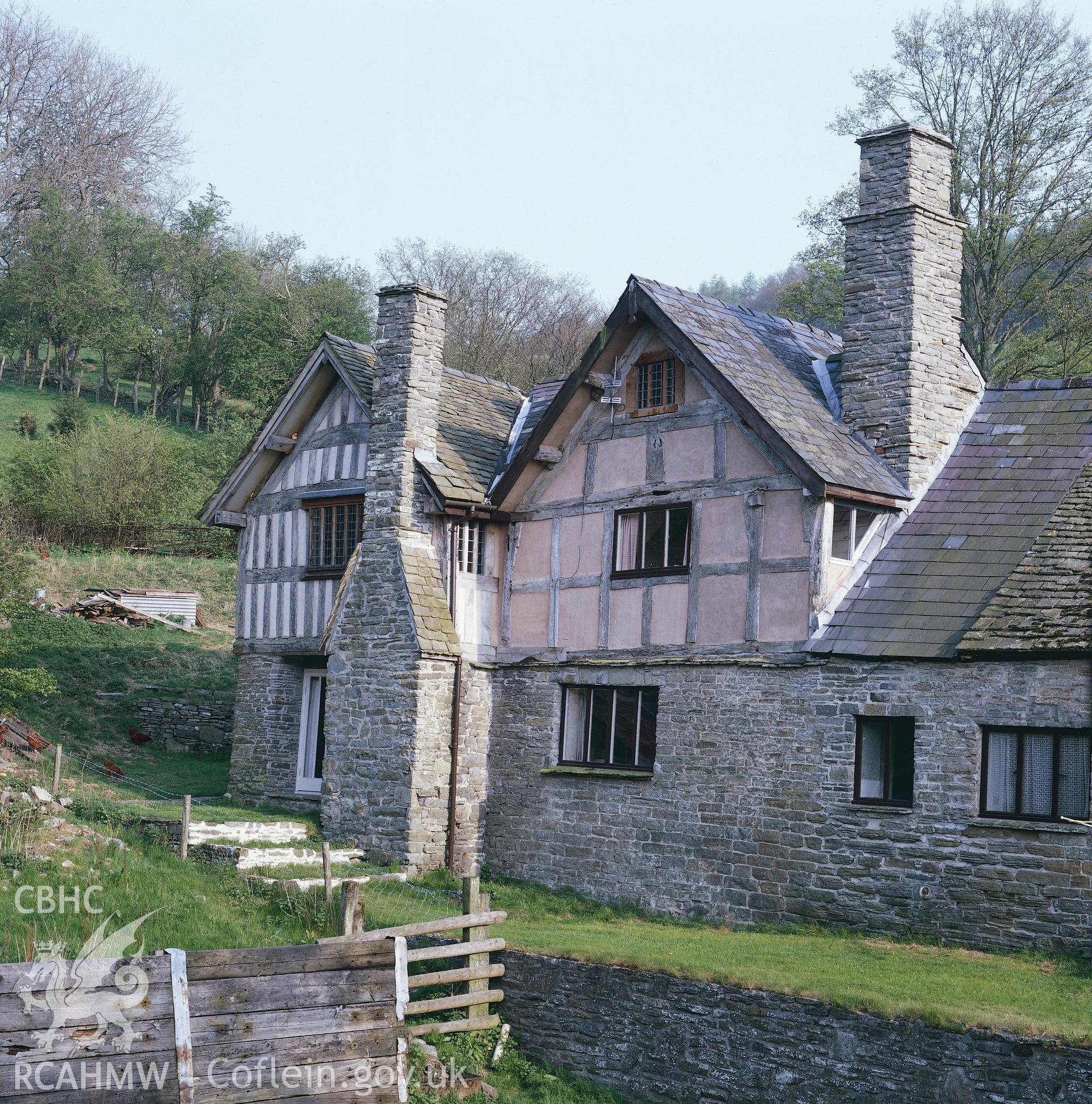 Digitised copy of an RCAHMW colour transparency of exterior view of Burfa, Evenjobb, Radnor. Original not yet transferred to NMRW Archive.