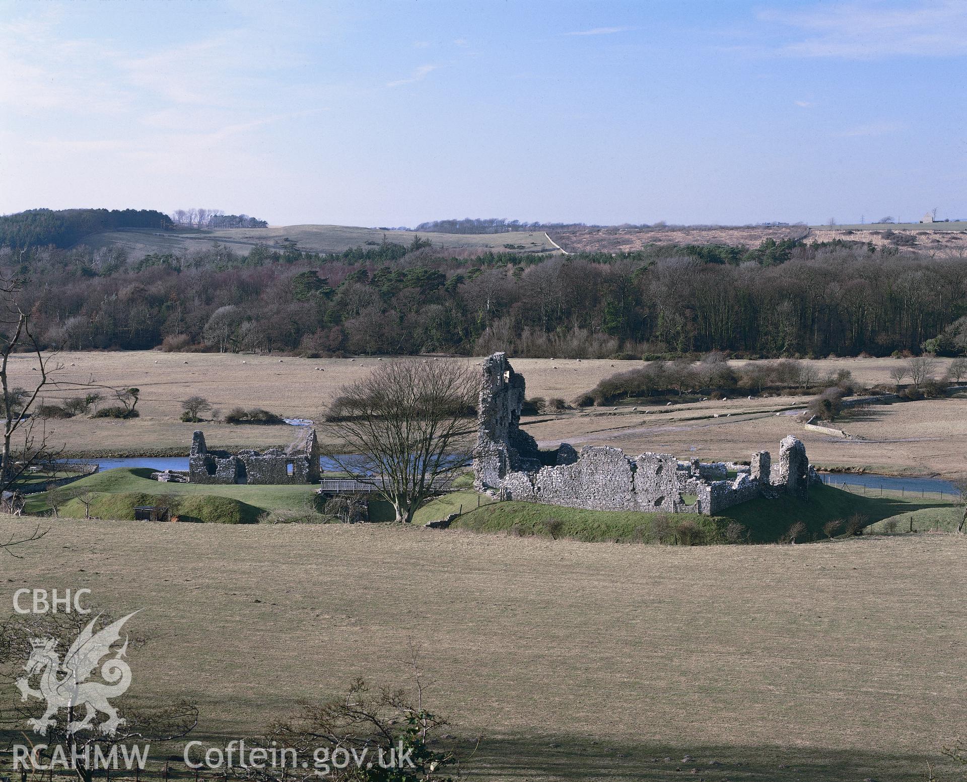 RCAHMW colour transparency showing Ogmore Castle.