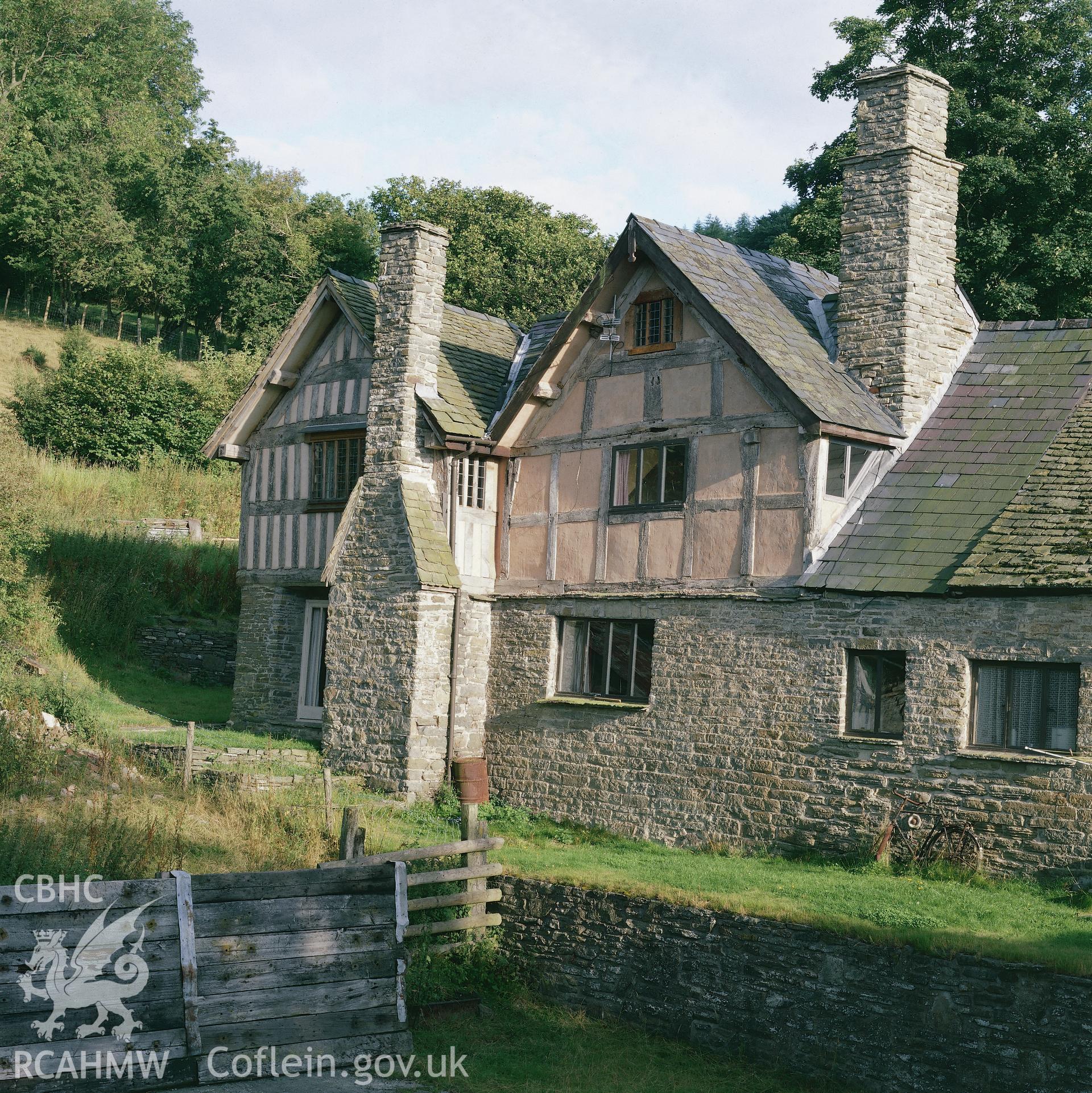 Digitised copy of an RCAHMW colour transparency of exterior view of Burfa, Evenjobb, Radnor. Original not yet transferred to NMRW Archive.