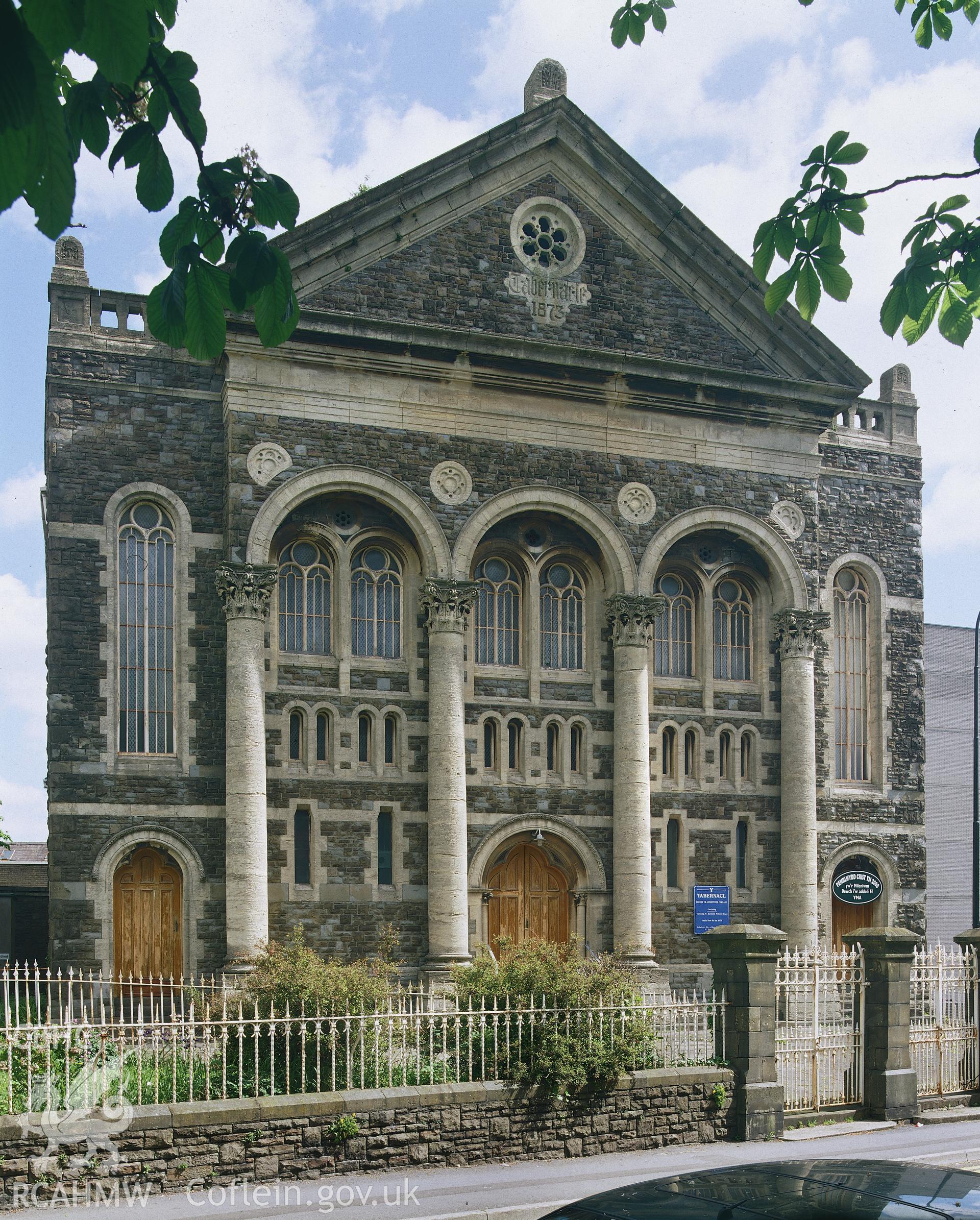 Colour slide of general exterior view of Tabernacle Chapel, Llanelli.