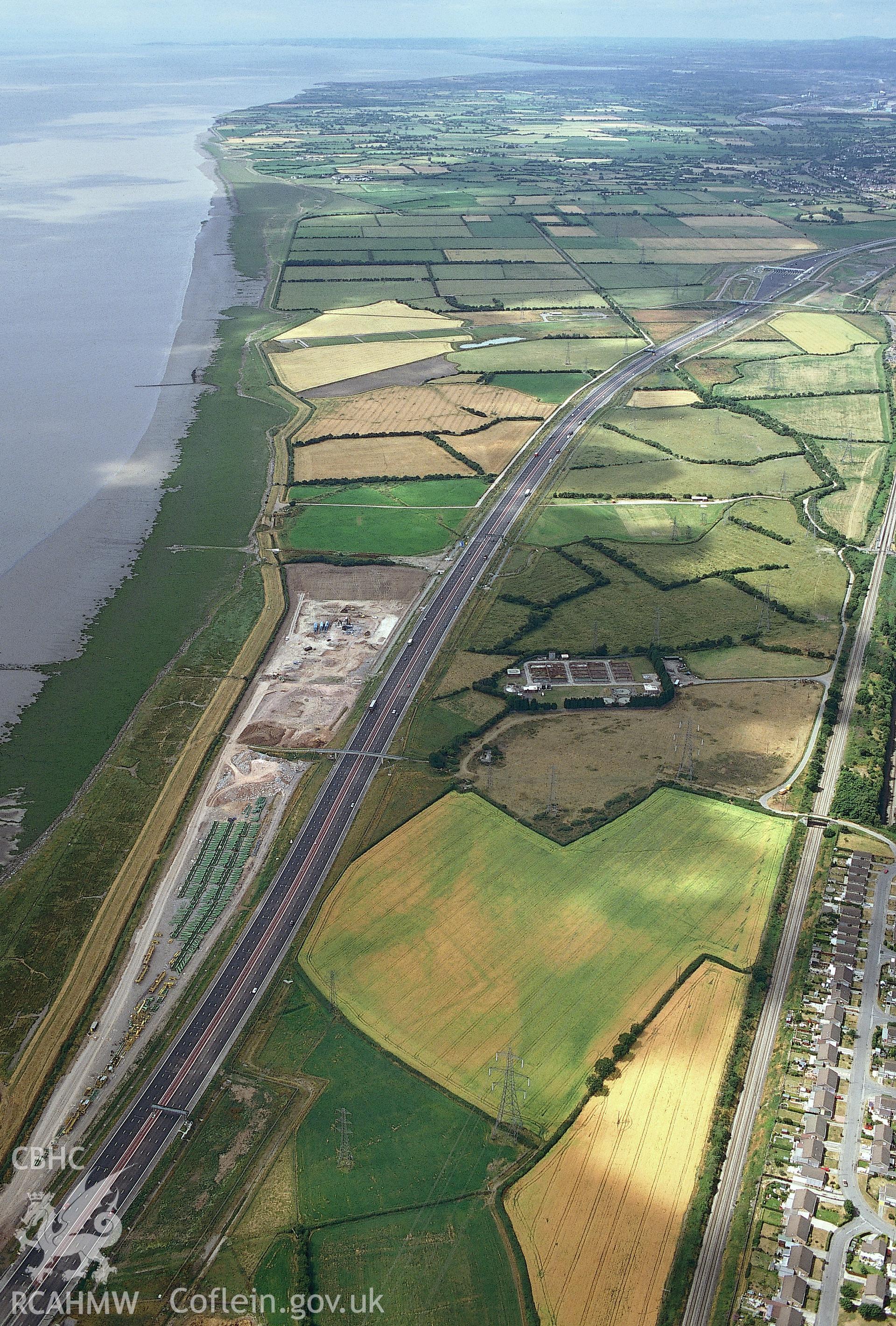 RCAHMW colour slide oblique aerial photograph of possible villa at Caldicot Level, Caldicot, taken by C.R.Musson on the 11/07/1996