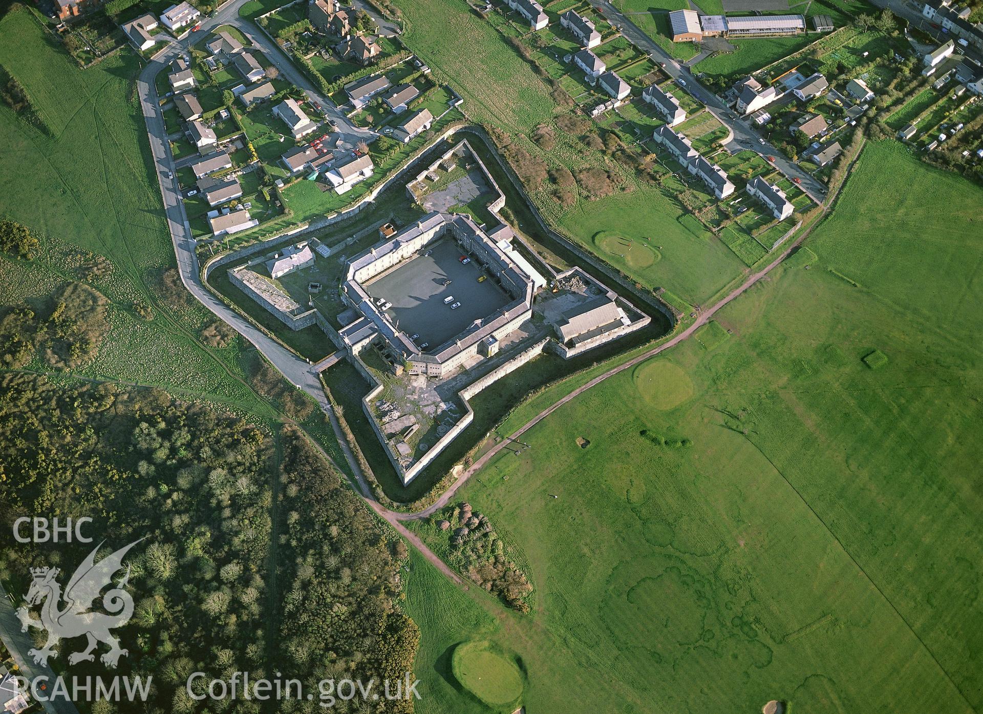 RCAHMW colour oblique aerial photograph of Pembroke Barracks. Taken by C R Musson 1991