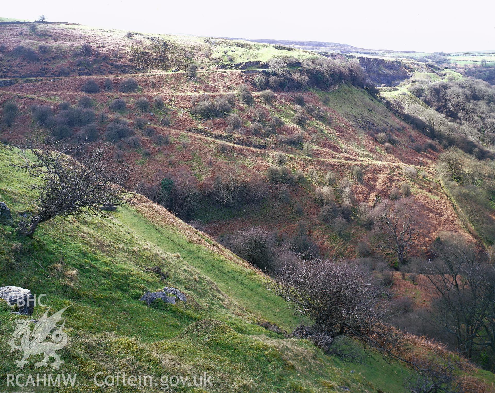 RCAHMW colour transparency showing general landscape view of Hill's Tramway