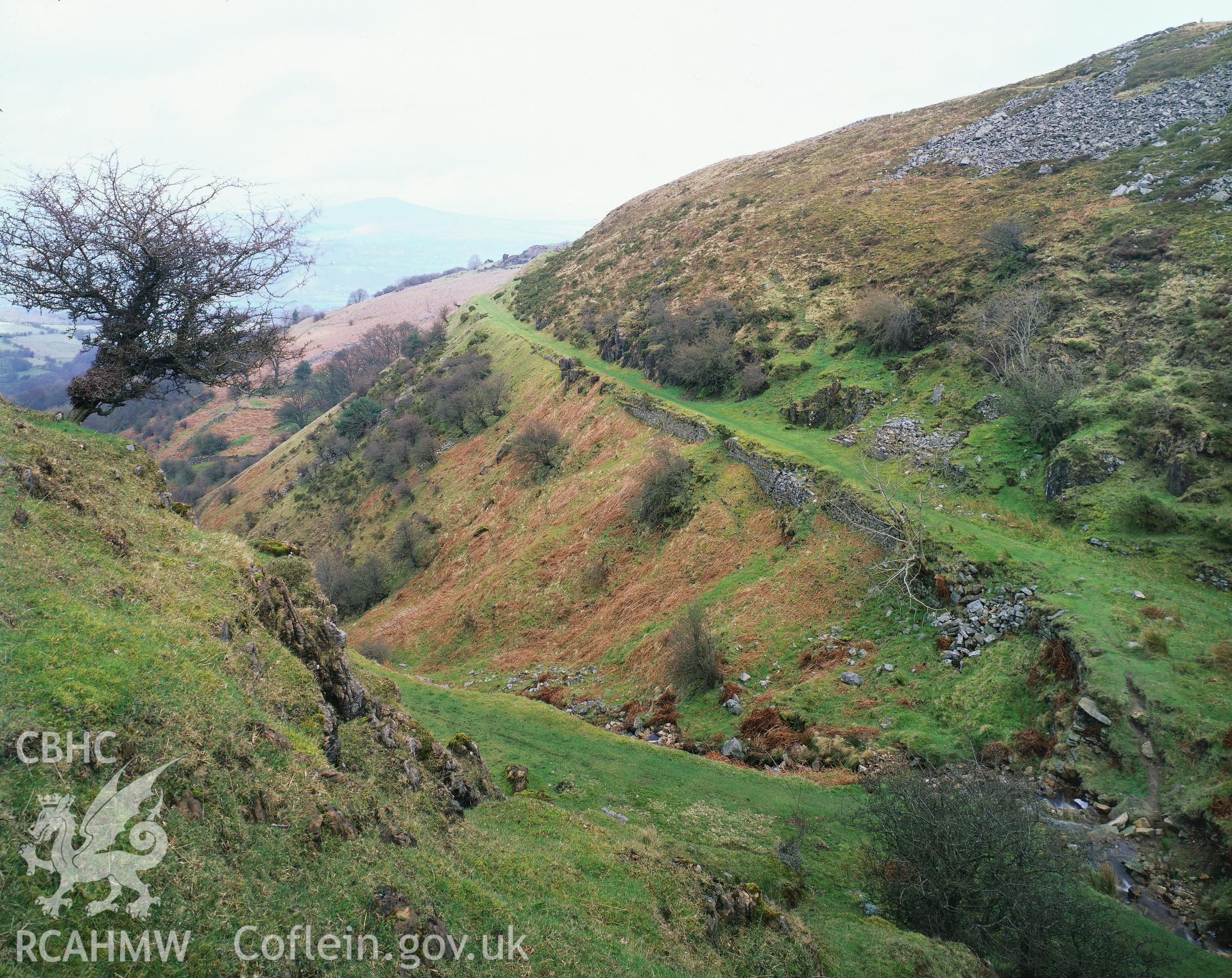 RCAHMW colour transparency showing general landscape view of Hill's Tramway