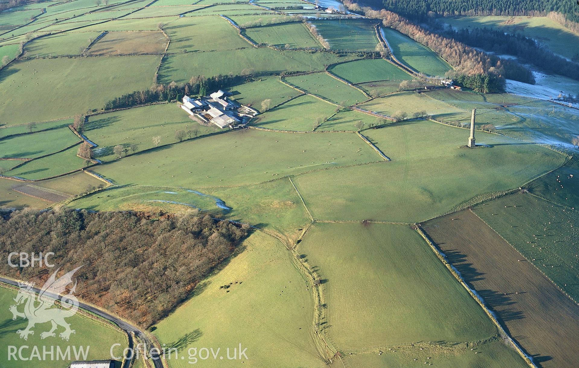 Slide of RCAHMW colour oblique aerial photograph of Coed Parc Gaer, taken by T.G. Driver, 1999.