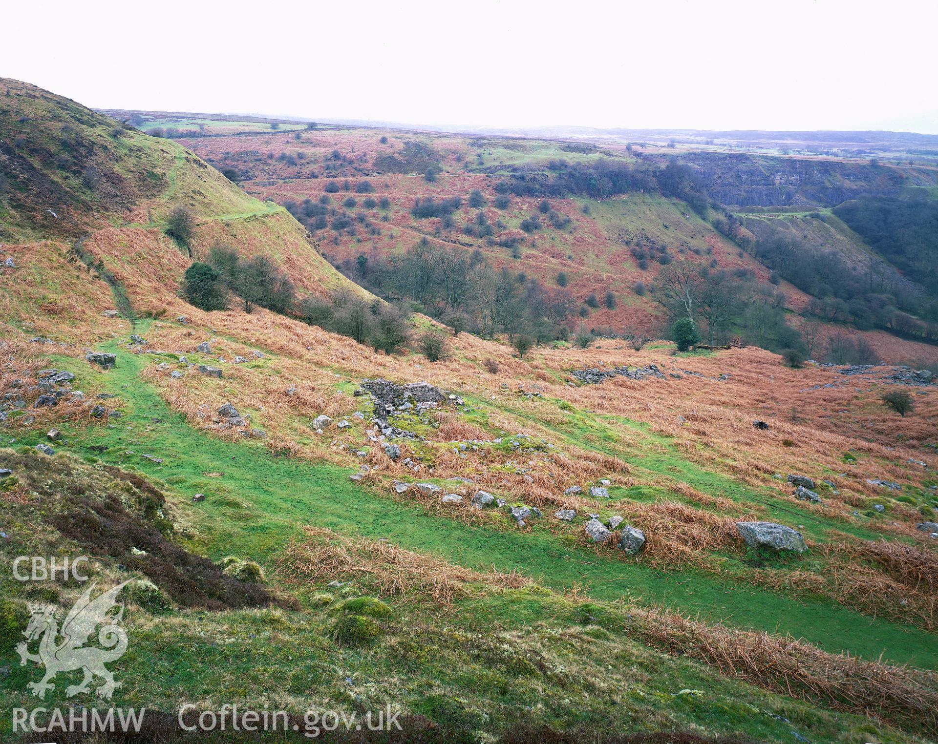 RCAHMW colour transparency showing general landscape view of Hill's Tramway