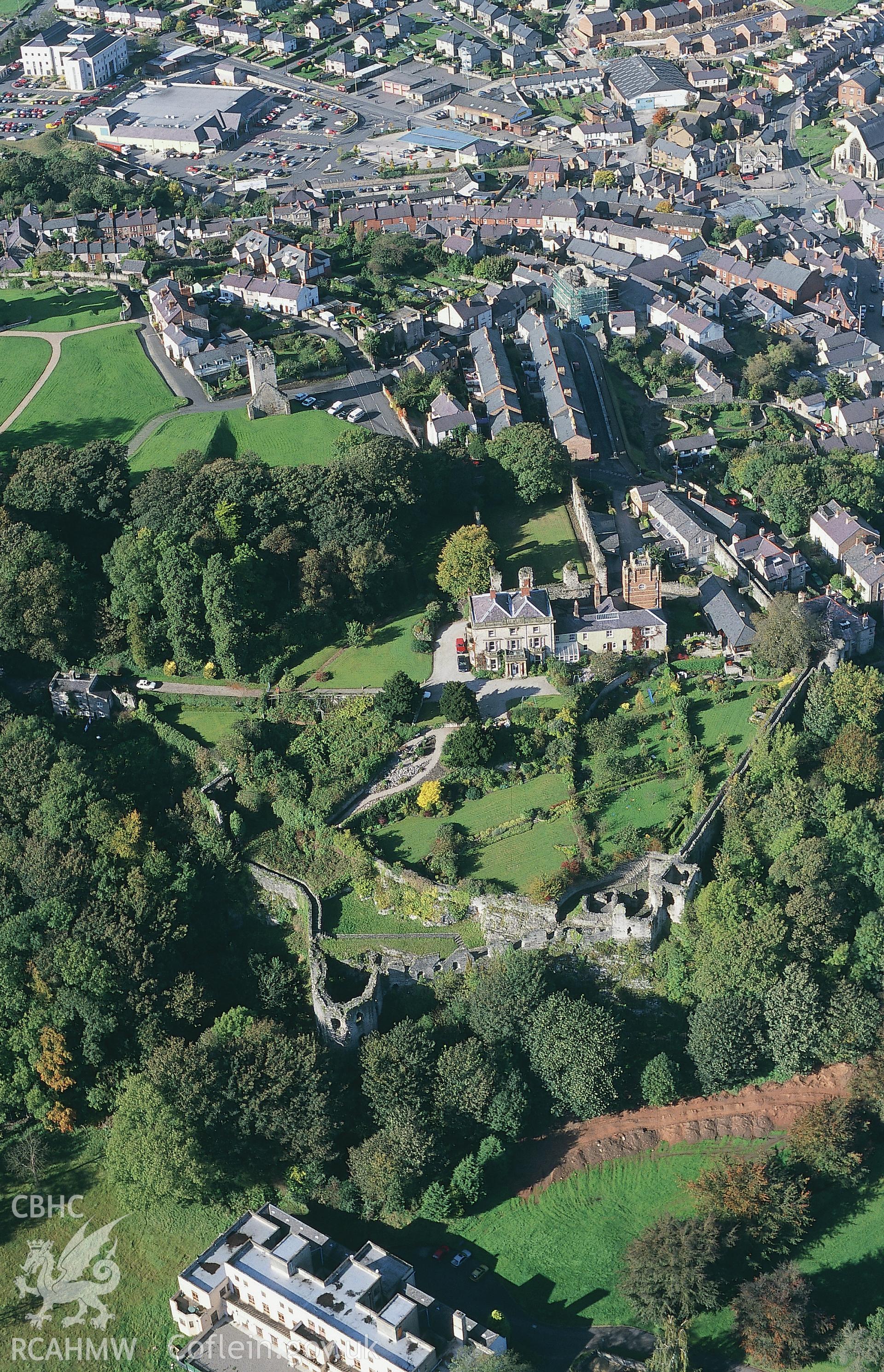 Slide of RCAHMW colour oblique aerial photograph of Denbigh, taken by T.G. Driver, 17/10/2000.