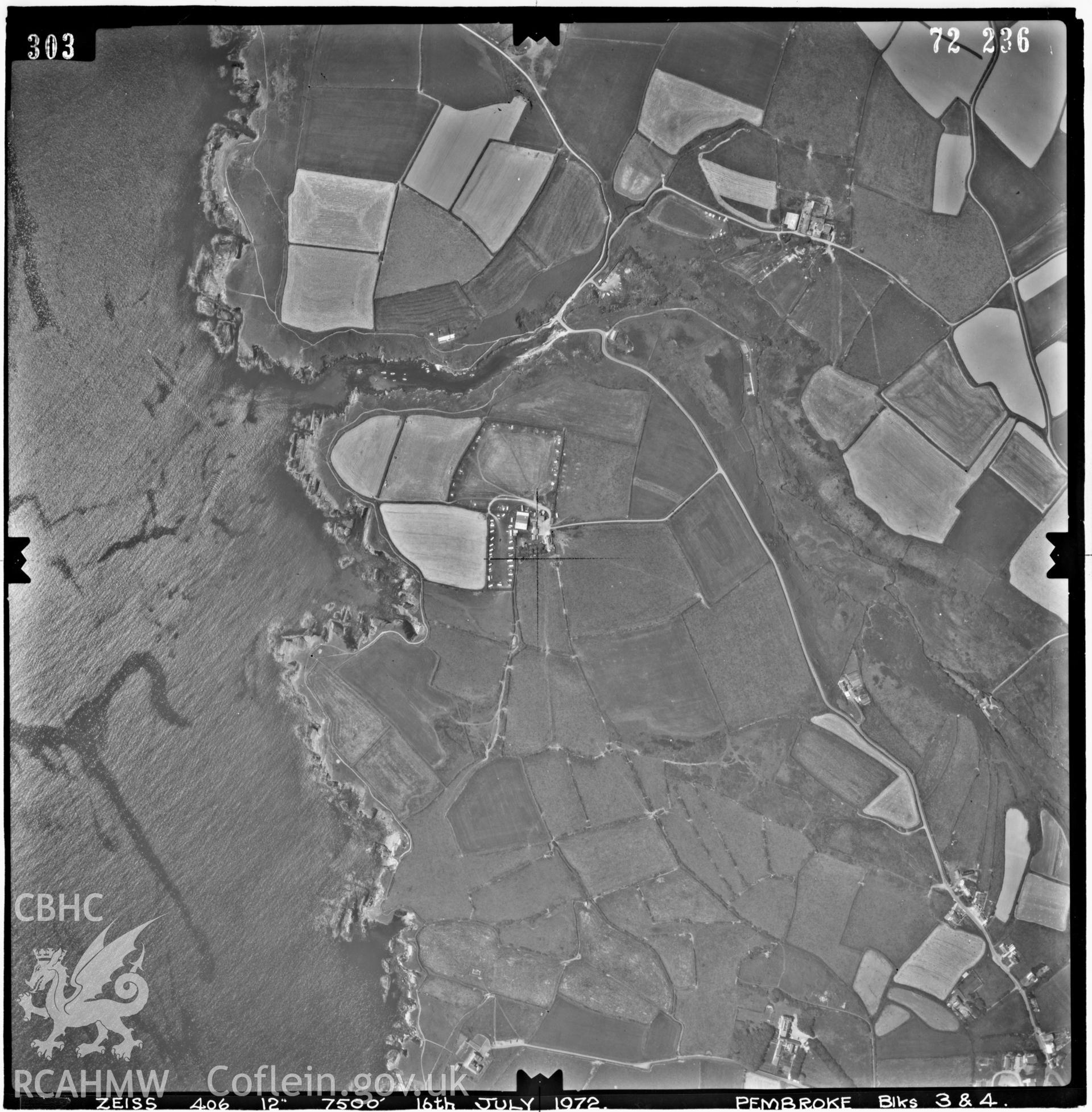 Digitized copy of an aerial photograph showing Porthglais area, taken by Ordnance Survey, 1972.