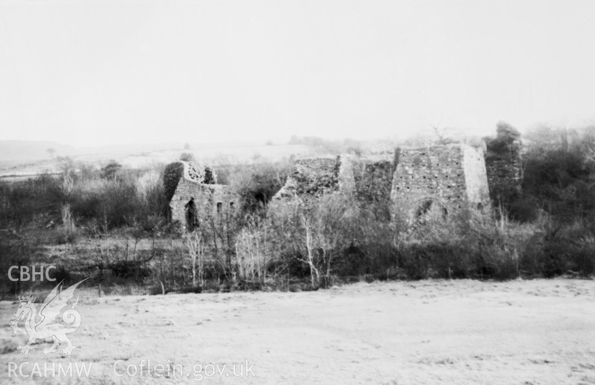 Copy of a 1955 photo by Peter Greenough showing Banwen Ironworks from the north