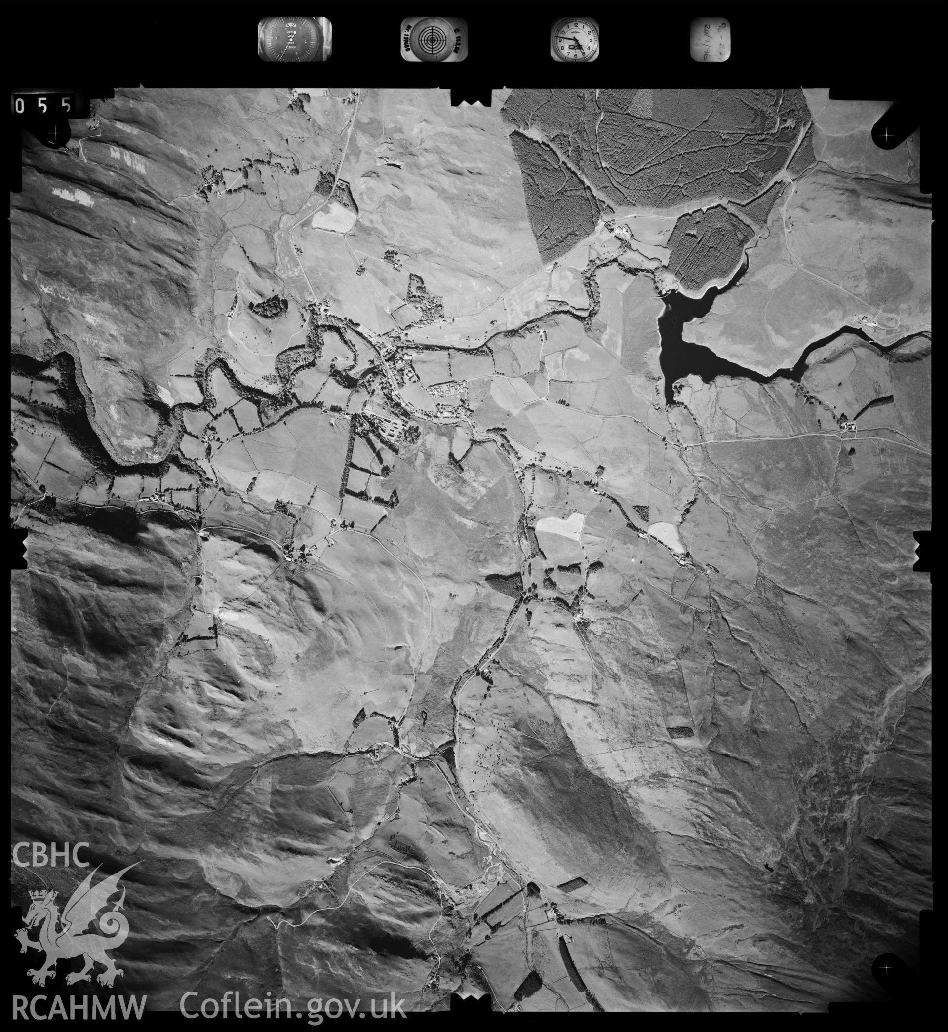 Digitized copy of an aerial photograph showing Ponterwyd area, taken by Ordnance Survey, 1996