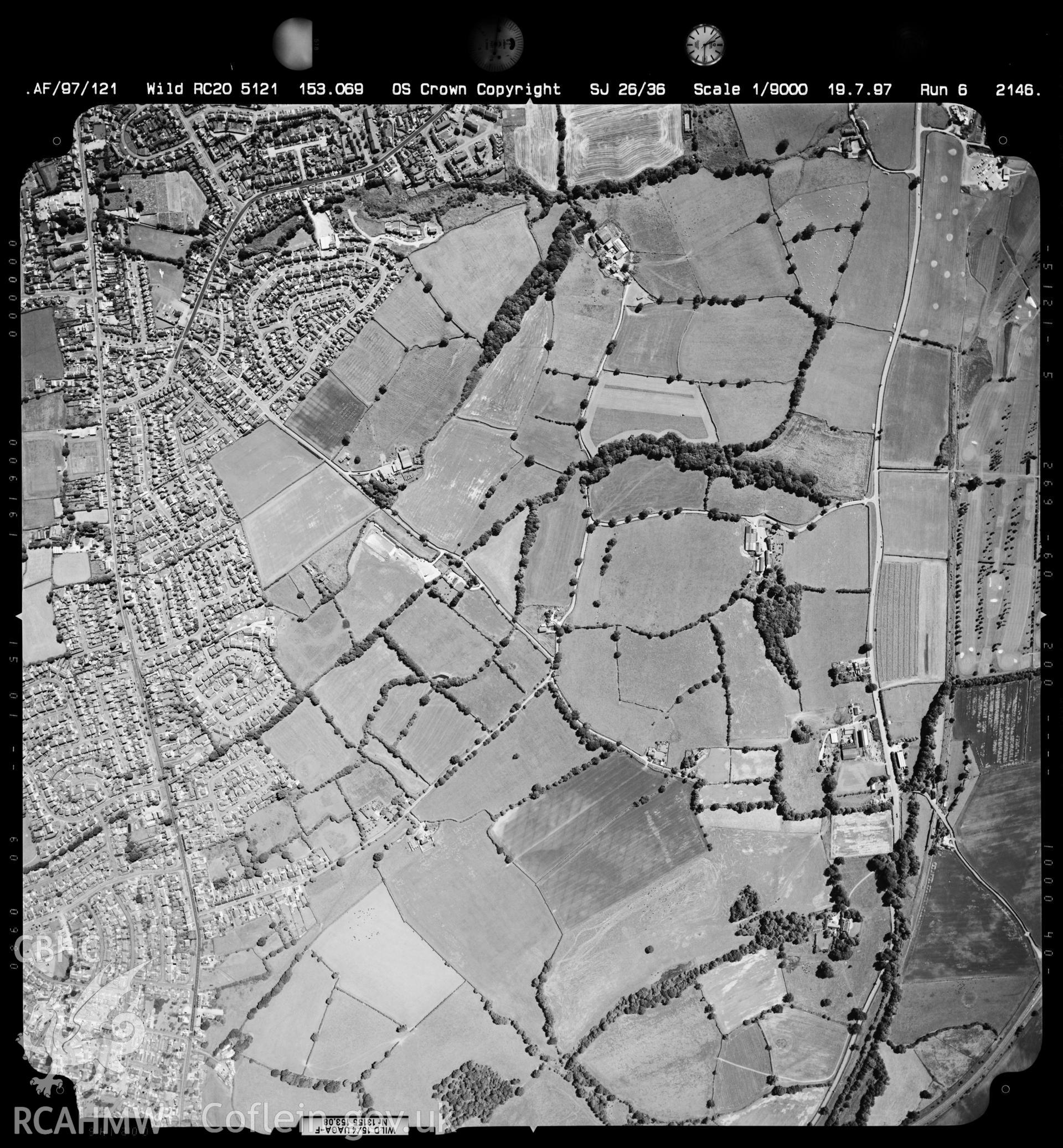 Digitized copy of an aerial photograph showing the Buckley area, taken by Ordnance Survey, July 1997.