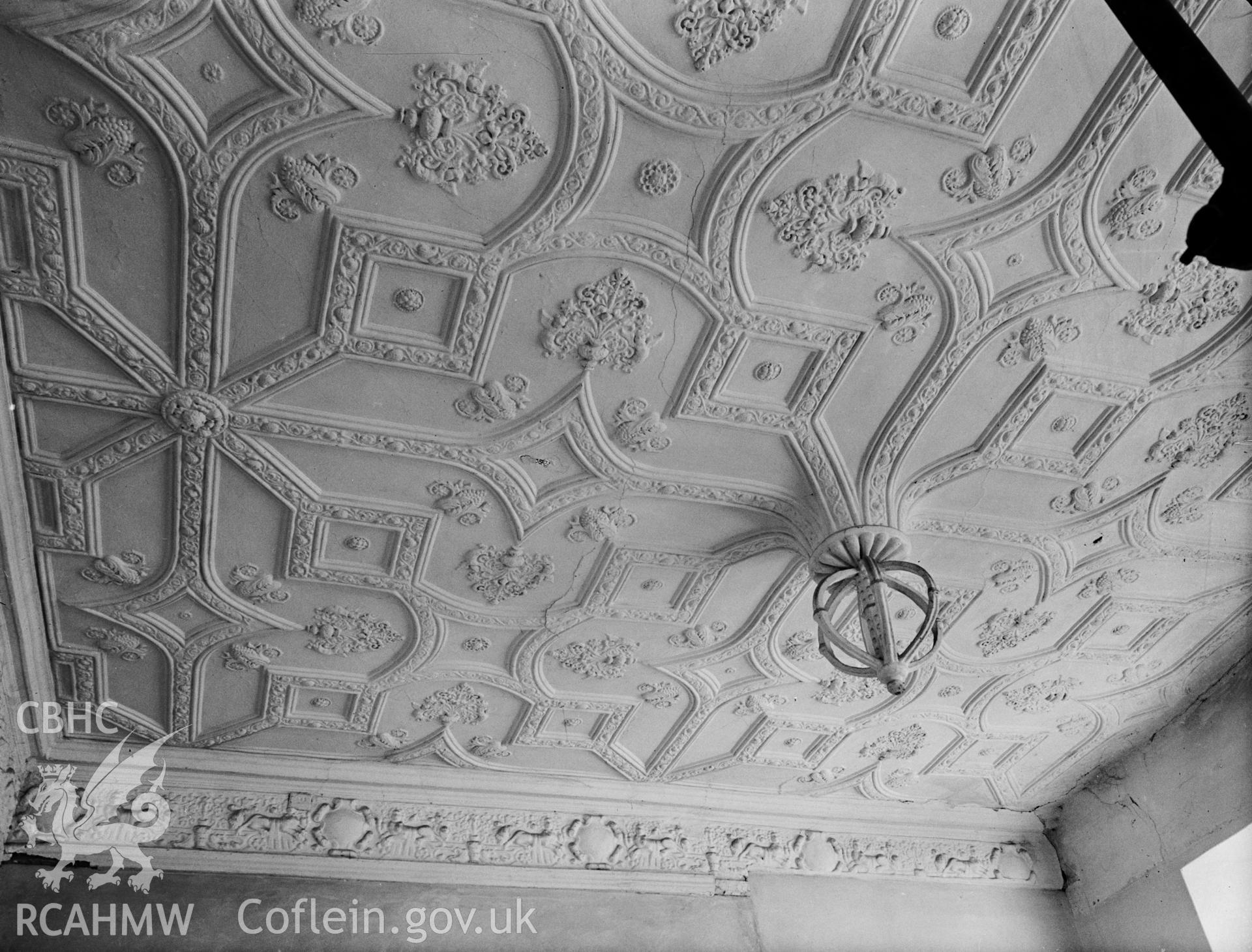 Interior view,  ceiling detail in ground floor room