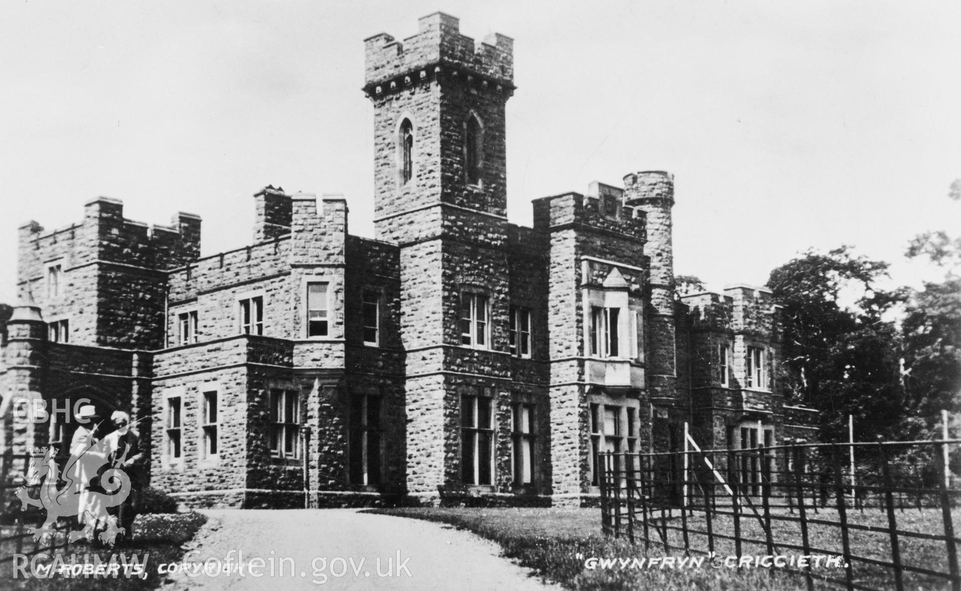 Gwynfryn, Llanystumdwy; b&w photograph copied from an undated postcard published by H. Roberts, loaned for copying by Thomas Lloyd.