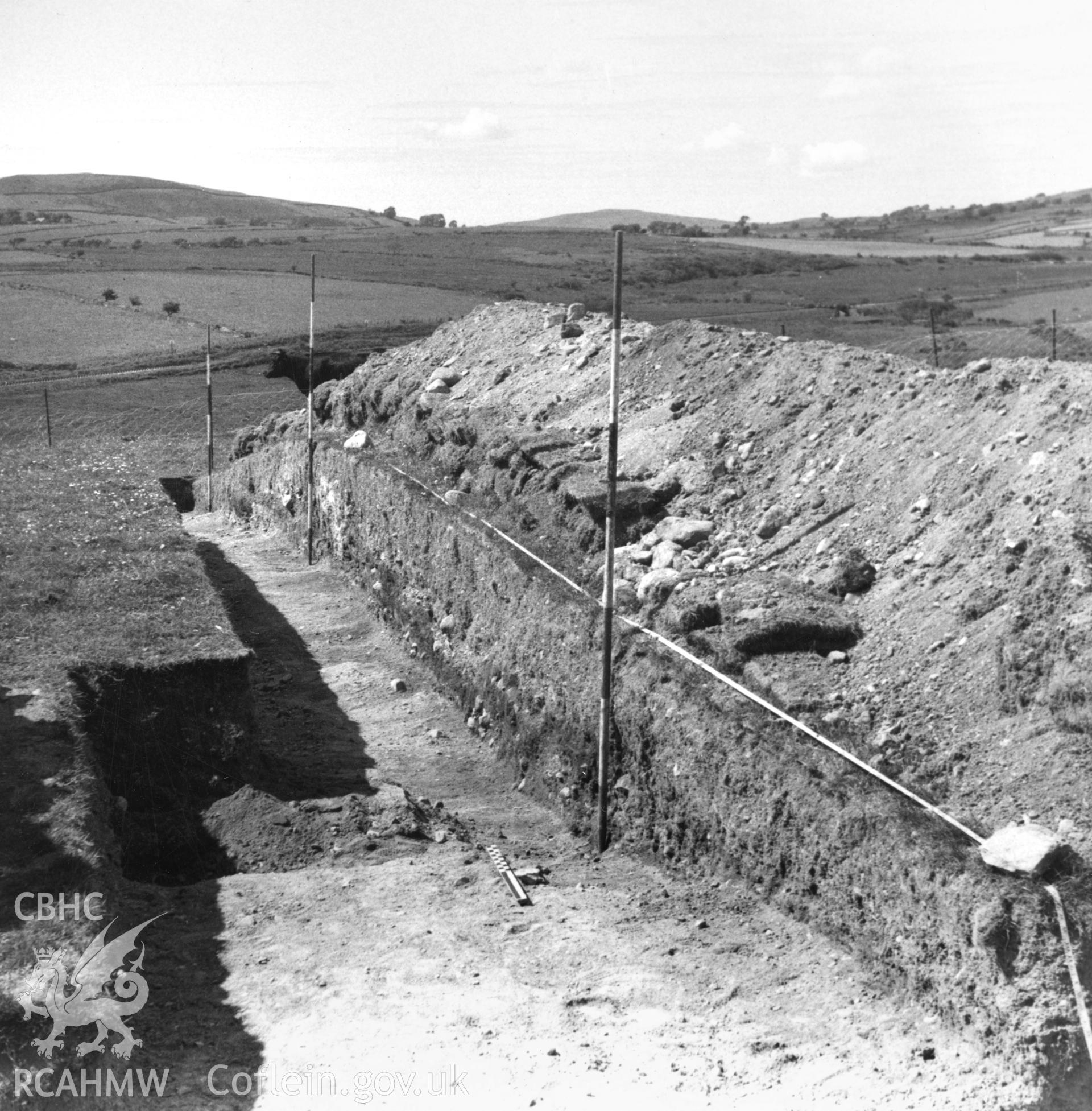 View of trench during excavation works at the Roman Fort and Fortlet at Penllystyn, Bryncir Quarry.