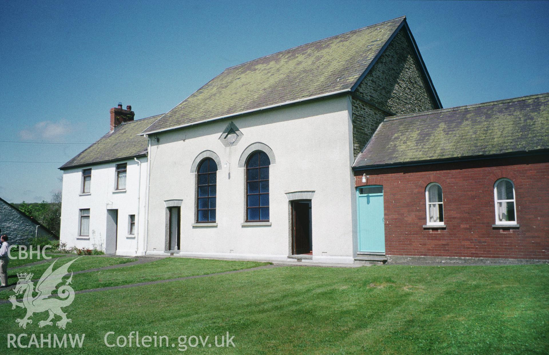 Capel Newydd, Boncath; colour slide showing elevation view, taken by Penny Icke, May 1998.