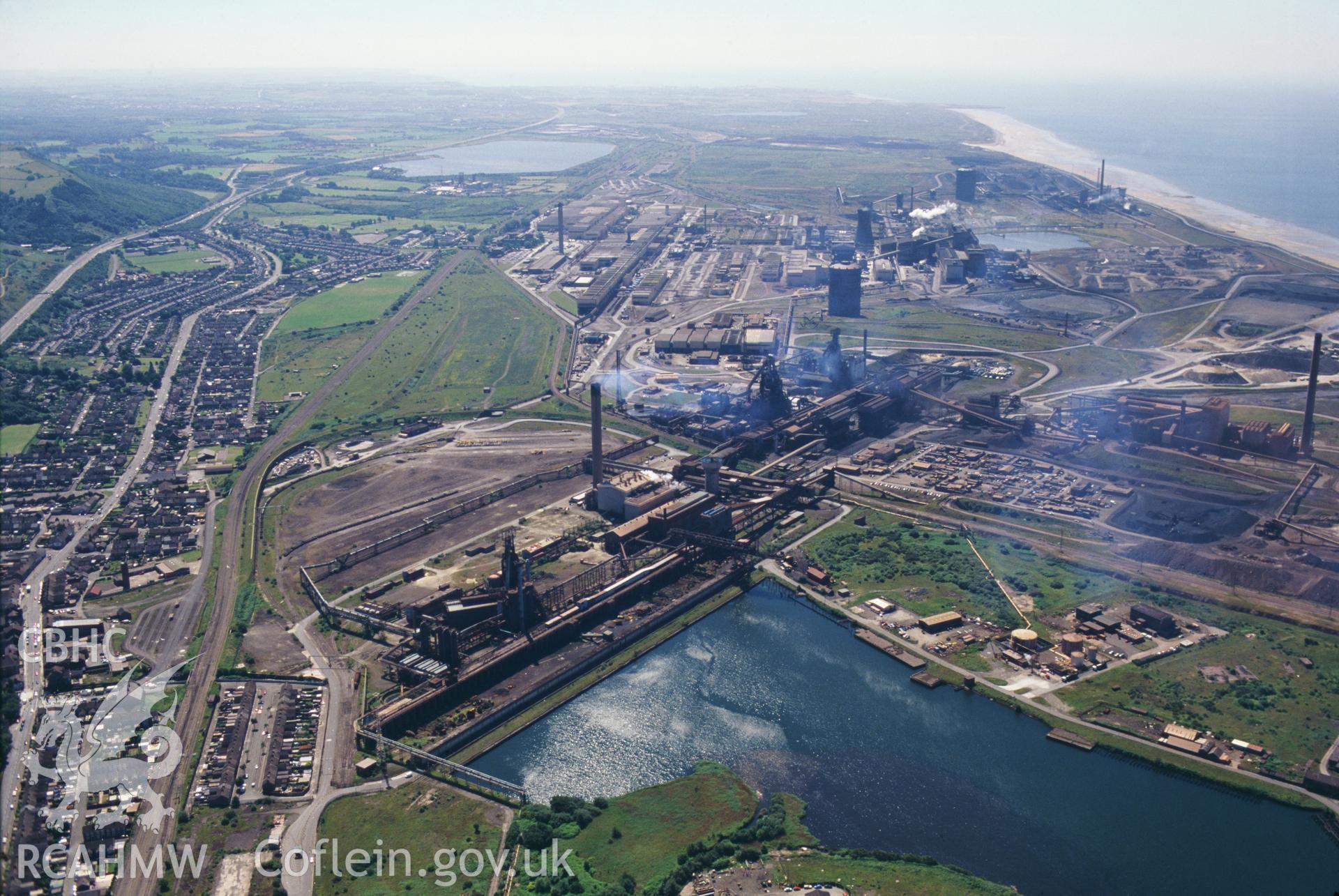 Slide of RCAHMW colour oblique aerial photograph of Port Talbot Steelworks, taken by C.R. Musson, 17/7/1996.