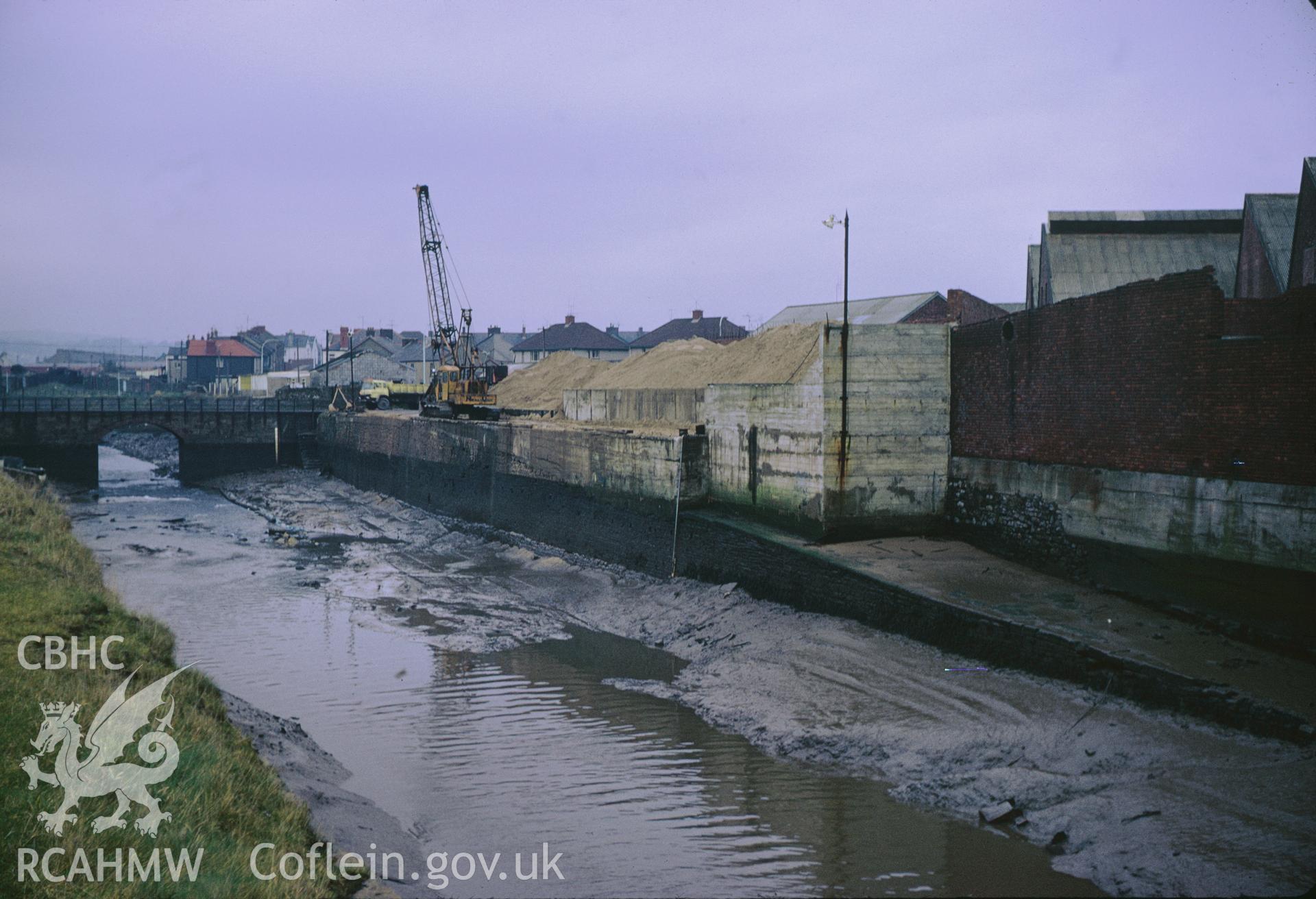 35mm colour slide showing Carmarthenshire Dock, Llanelli, Carmarthenshire, by Dylan Roberts.