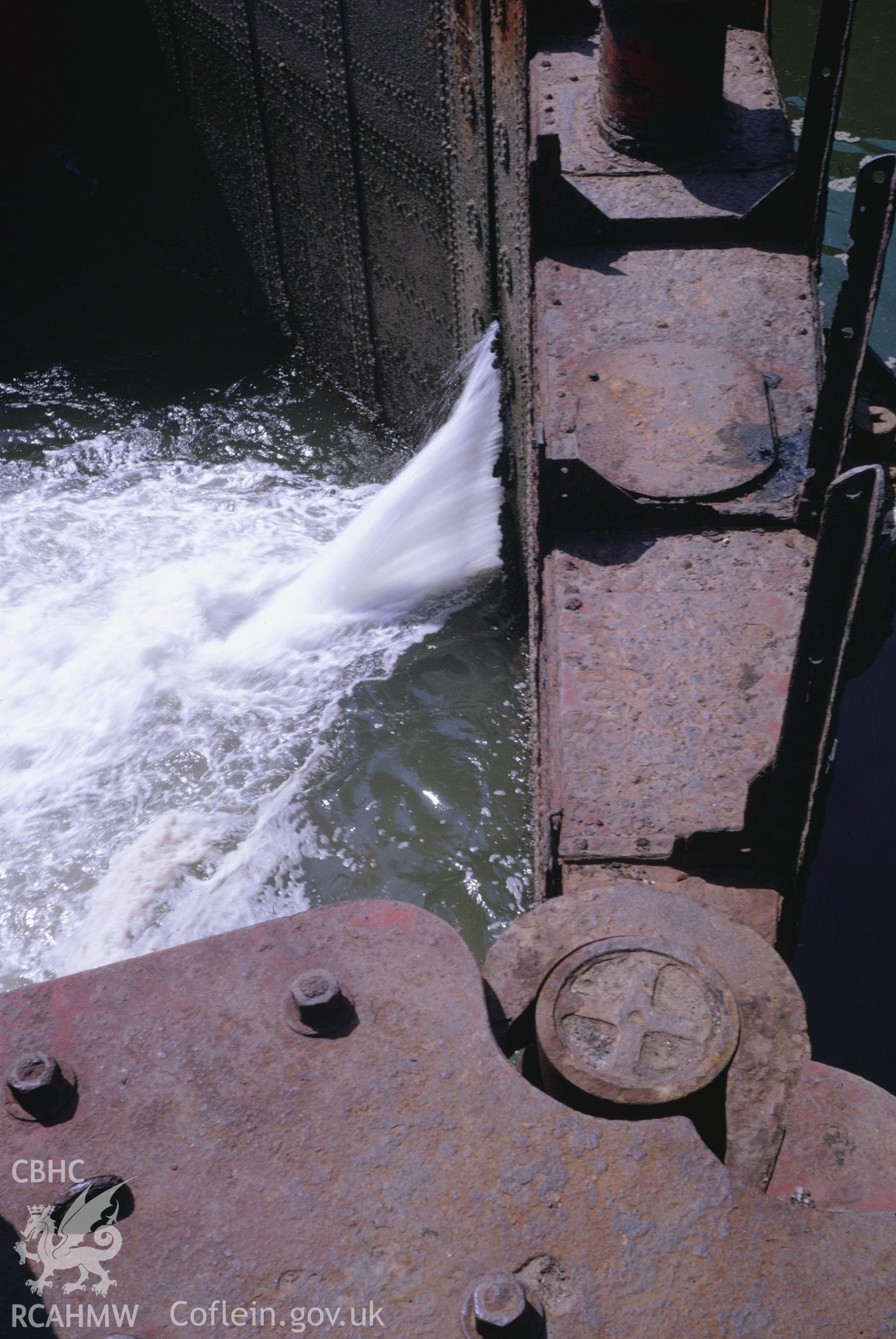 35mm Slide of the lock gates (detail) at the North Dock, Llanelli, Carmarthenshire by Dylan Roberts.