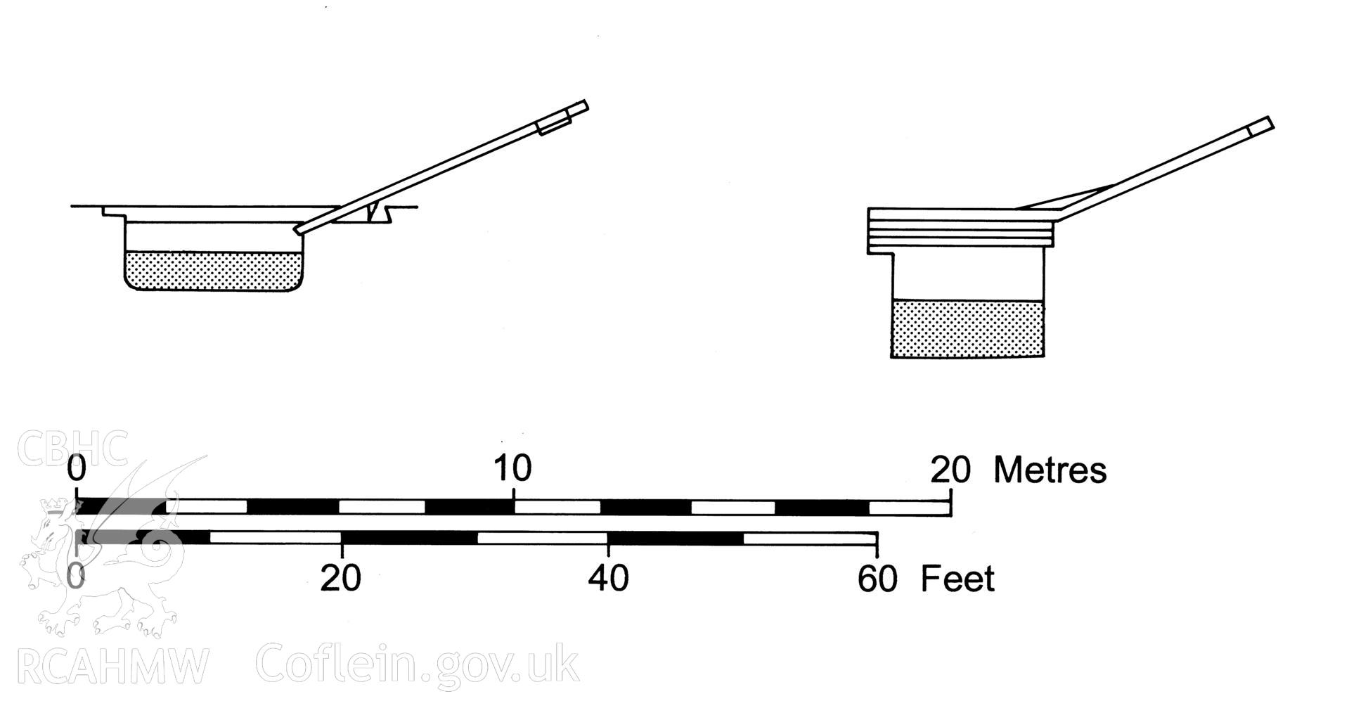 Measured drawing showing detail of the raising bridges at the Midland Tinplate Works, Morriston, and Nant Cwm Du Quarries, Ysalyfera, produced by C.W. Green, 2007