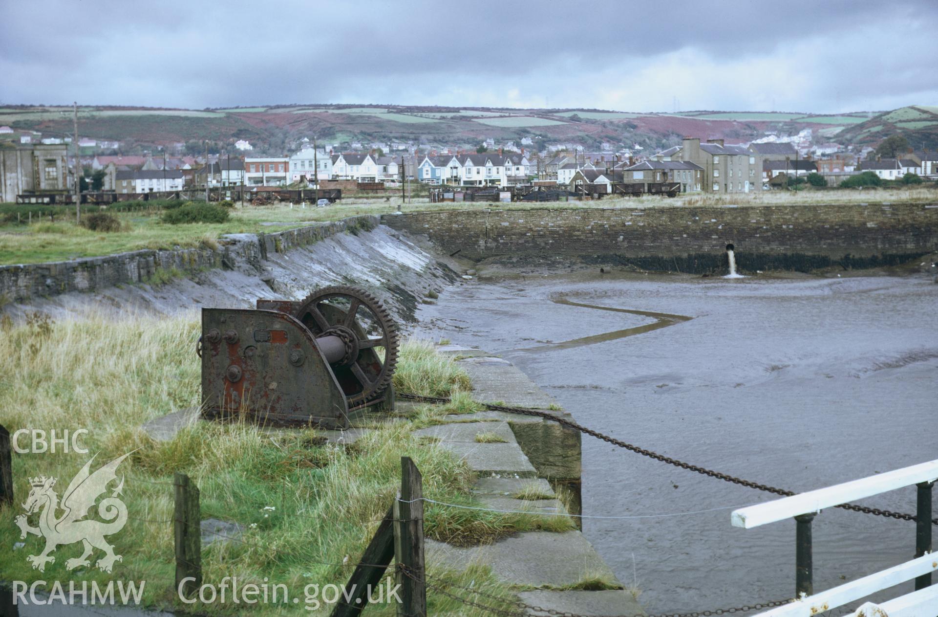 35mm colour slide showing Burry Port Harbour, East Dock, Carmarthenshire,  by Dylan Roberts.