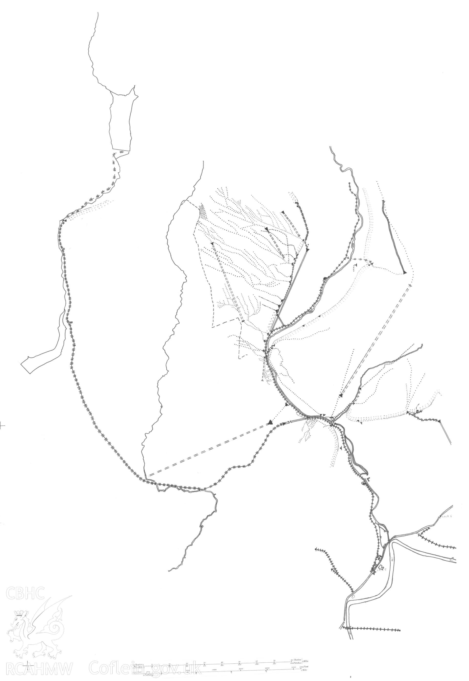 Hand drawn map of Palleg Railway, produced for the RCAHMW Swansea Canal publication.