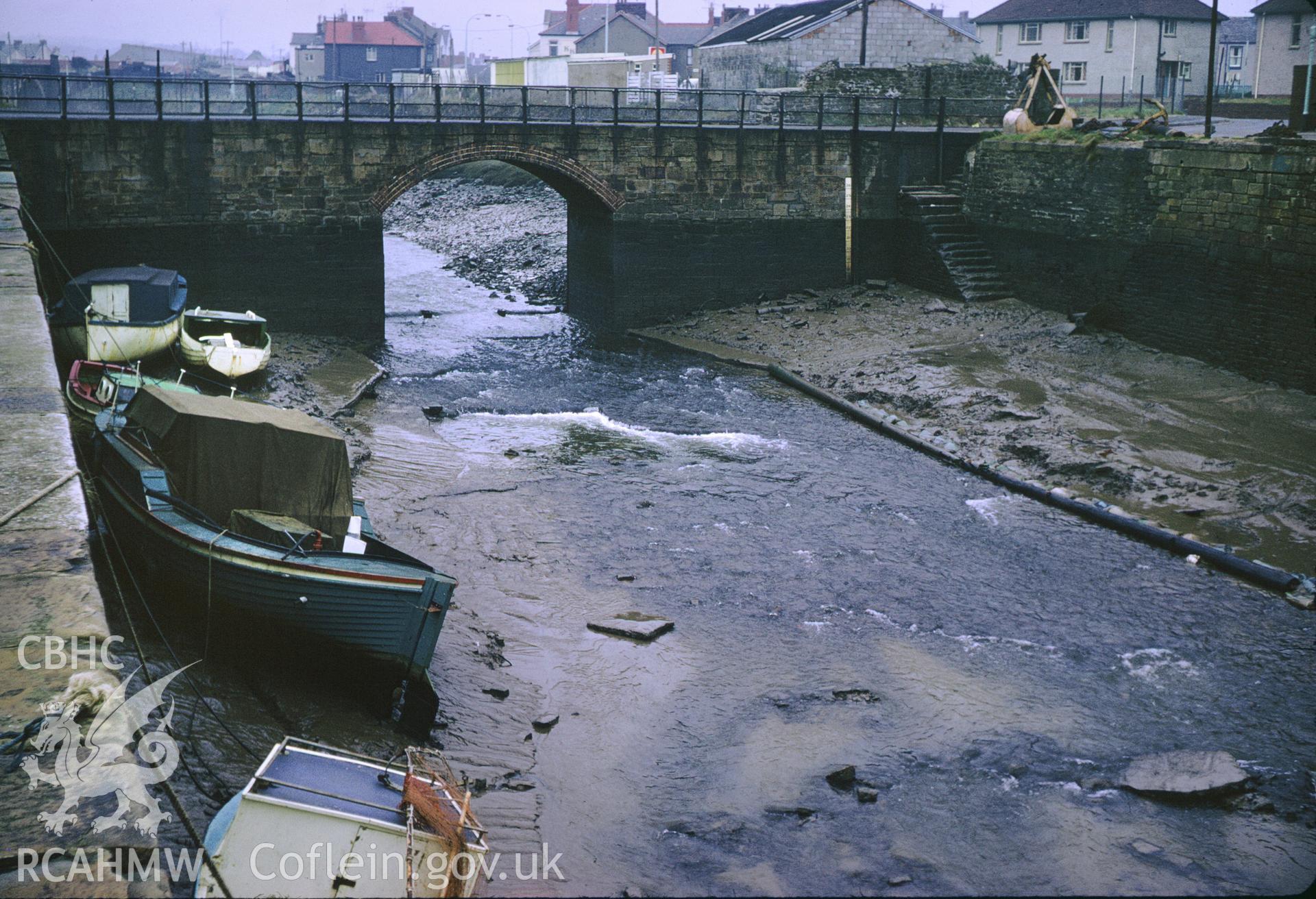 35mm colour slide showing Carmarthenshire Dock, Llanelli Harbour, Llanelli, Carmarthenshire, by Dylan Roberts.