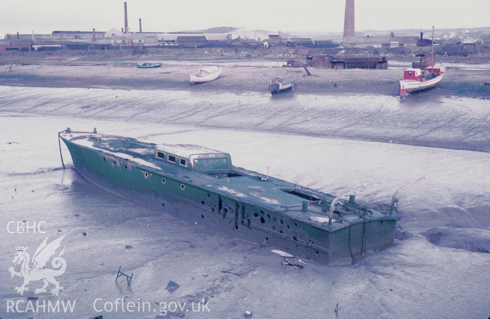 Colour 35mm slide of Great Western Dock Entrance, Llanelli, Carmarthenshire by Dylan Roberts, undated.