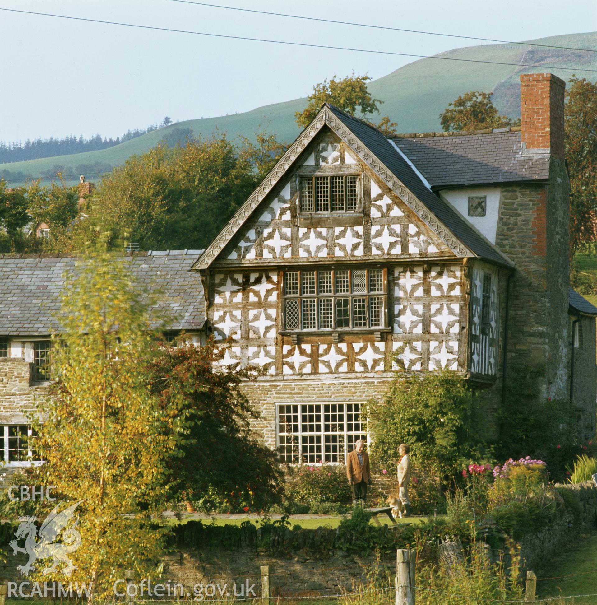 RCAHMW colour transparency showing view of Upper Dolau Farmhouse, Presteigne, taken by Fleur James, 1986.