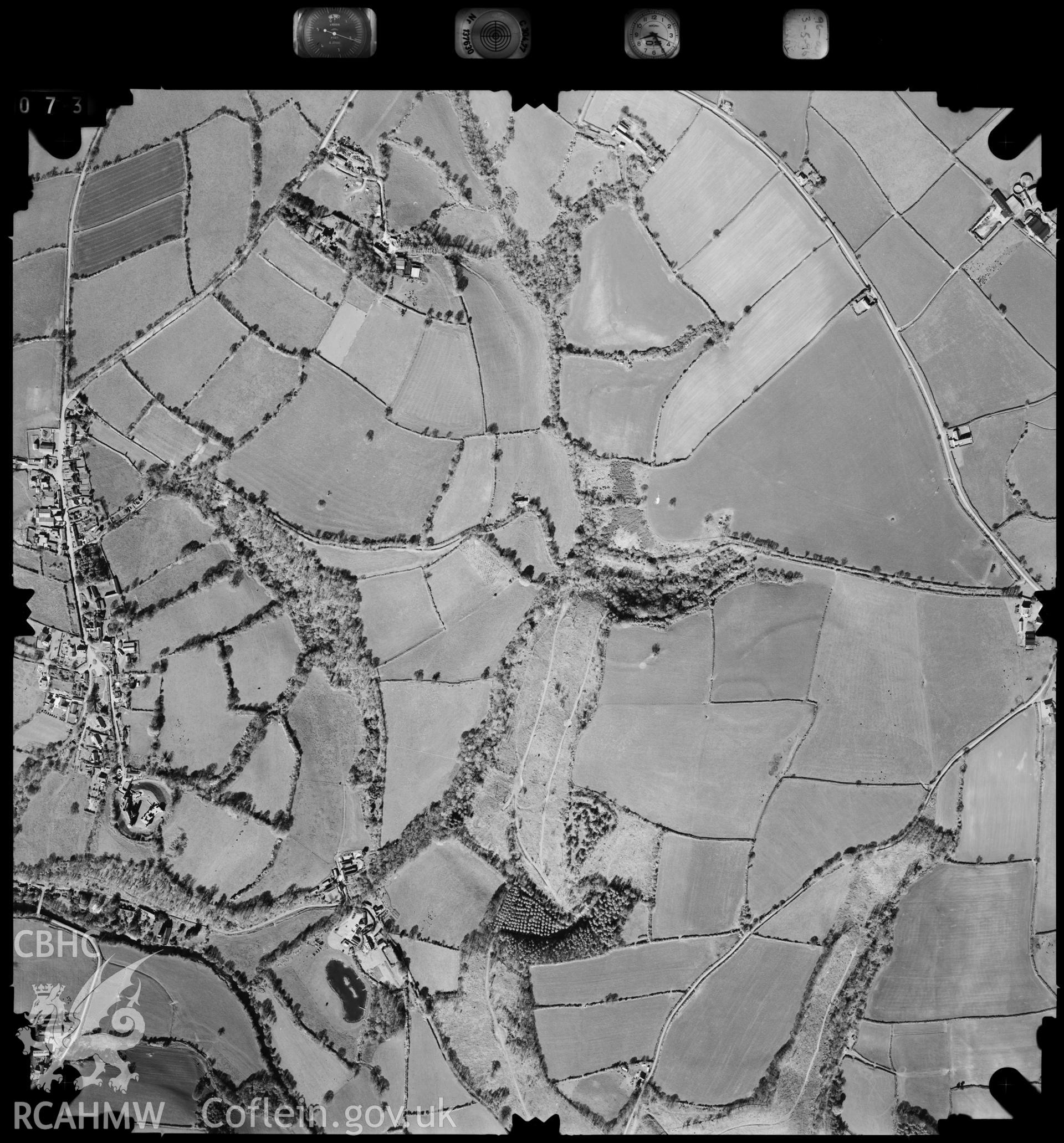 Digitized copy of an aerial photograph showing Llawhaden area, taken by Ordnance Survey, 1996