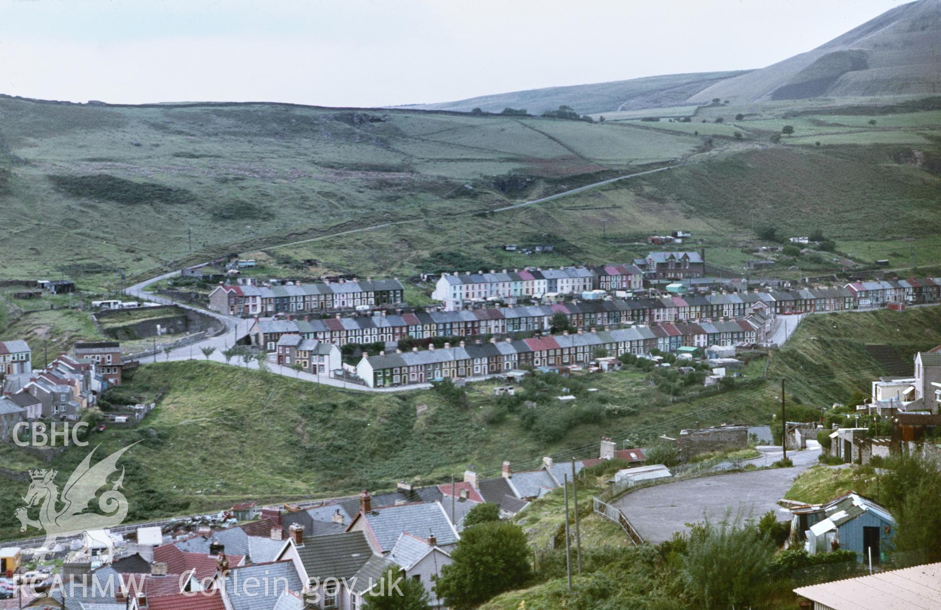 Colour 35mm slide of Tylorstown, Rhondda Fach, Glamorgan, taken from Pen-yr-Heol Farm, by Dylan Roberts, undated.