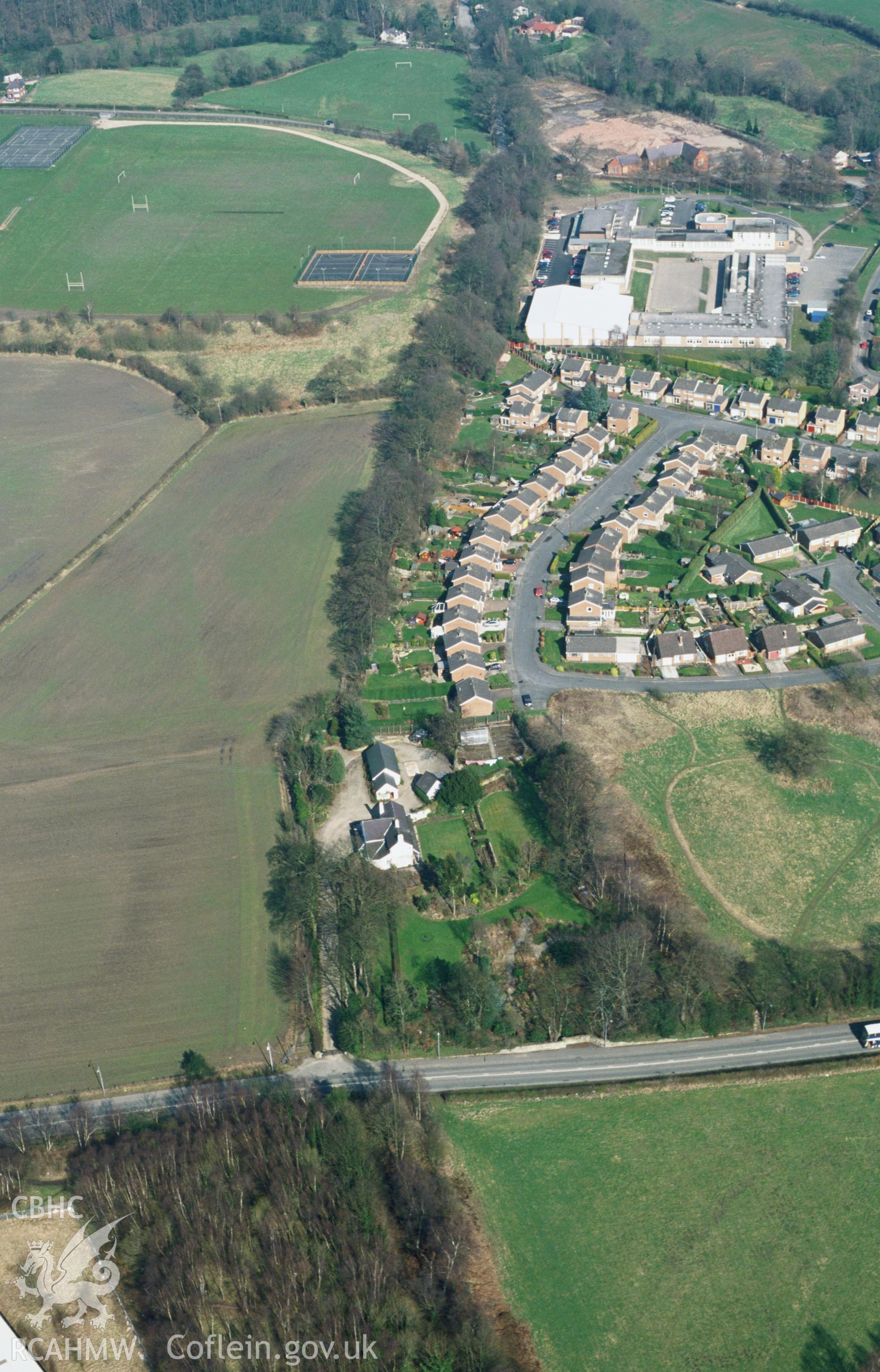 RCAHMW colour oblique aerial photograph of Offa's Dyke, Tatham Bridge section, looking NE. Taken by Toby Driver on 14/03/2003