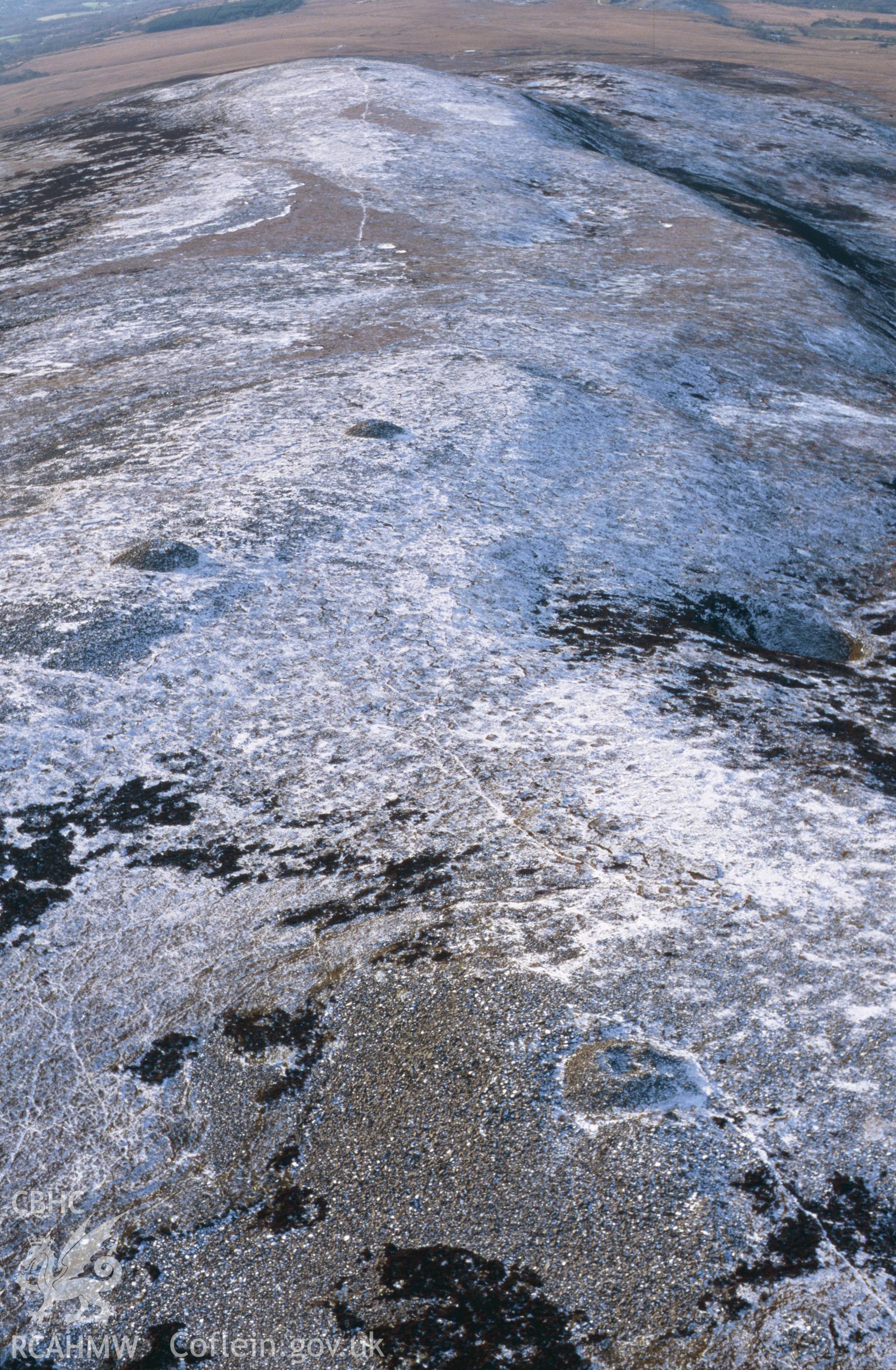 RCAHMW colour oblique aerial photograph of Tair Cairn Uchaf, looking SW from cairn A. Taken by Toby Driver on 10/01/2003