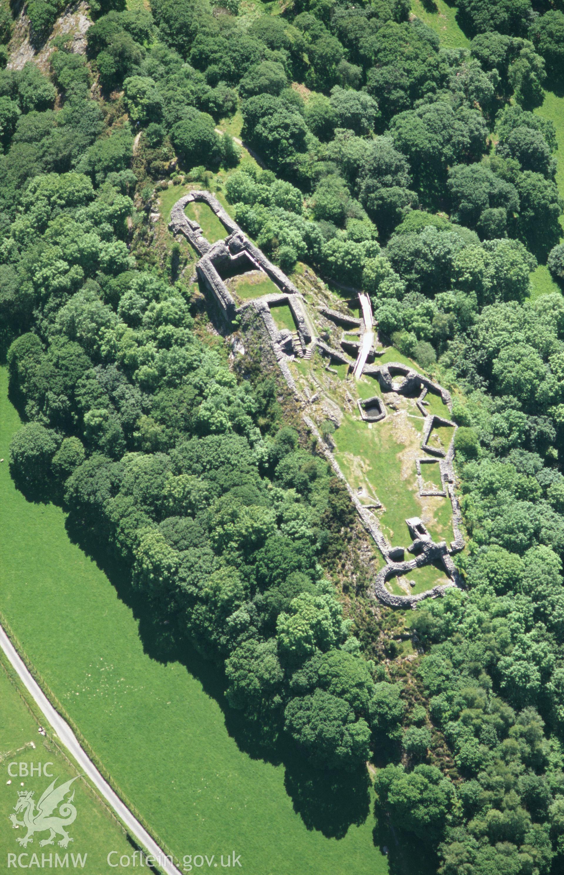 RCAHMW colour slide oblique aerial photograph of Castell y Bere, taken by Toby Driver, 2004