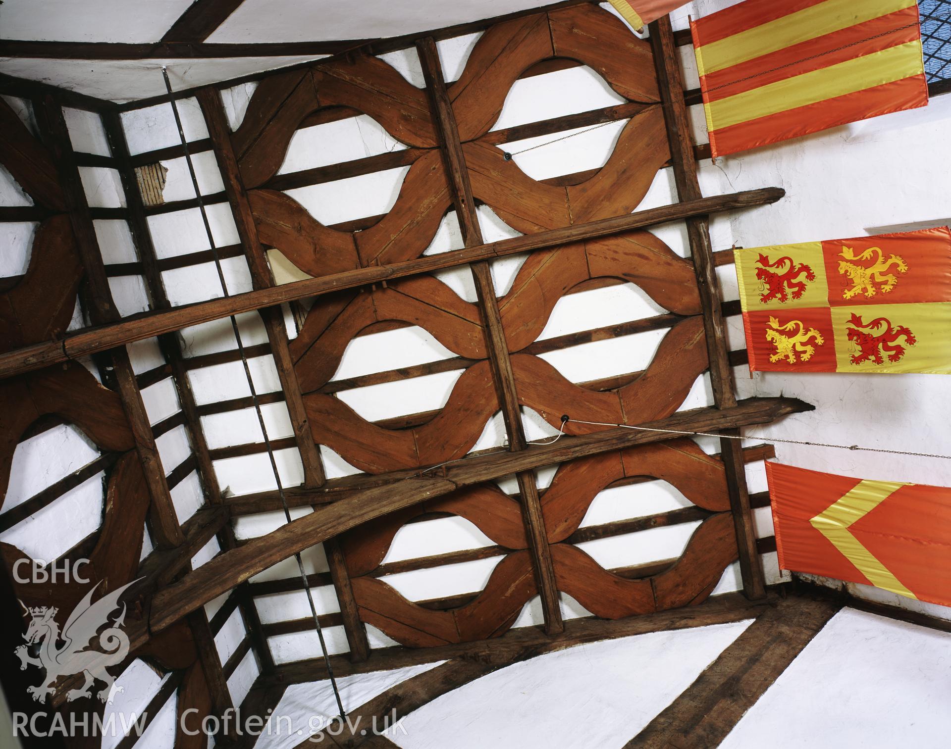 RCAHMW colour transparency showing interior view of the roof at Parliament House, Machynlleth, taken by I.N. Wright, 2004