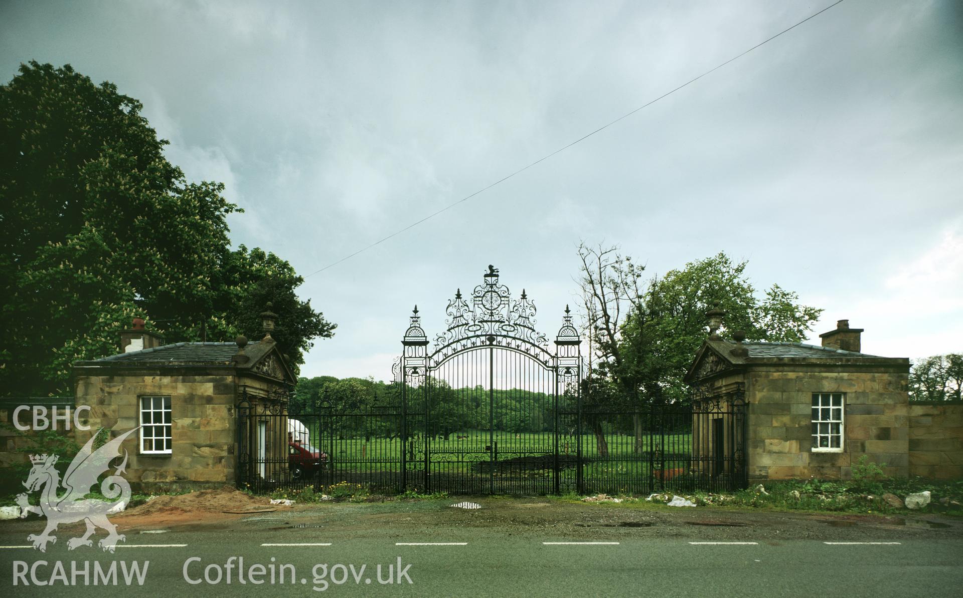 RCAHMW colour transparency showing the Black Gates at Leeswood Hall taken by I.N. Wright, 1979