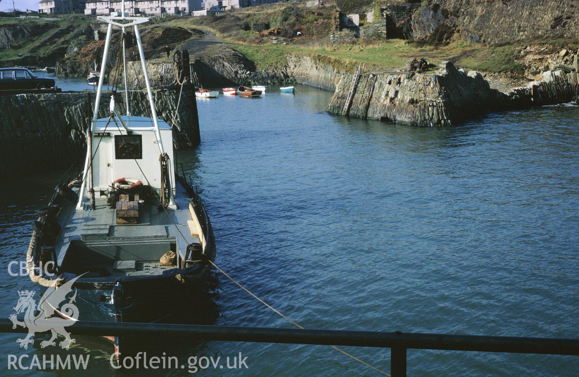 35mm colour slide showing the Inner Dock at Amlwch Harbour, Anglesey by Dylan Roberts.