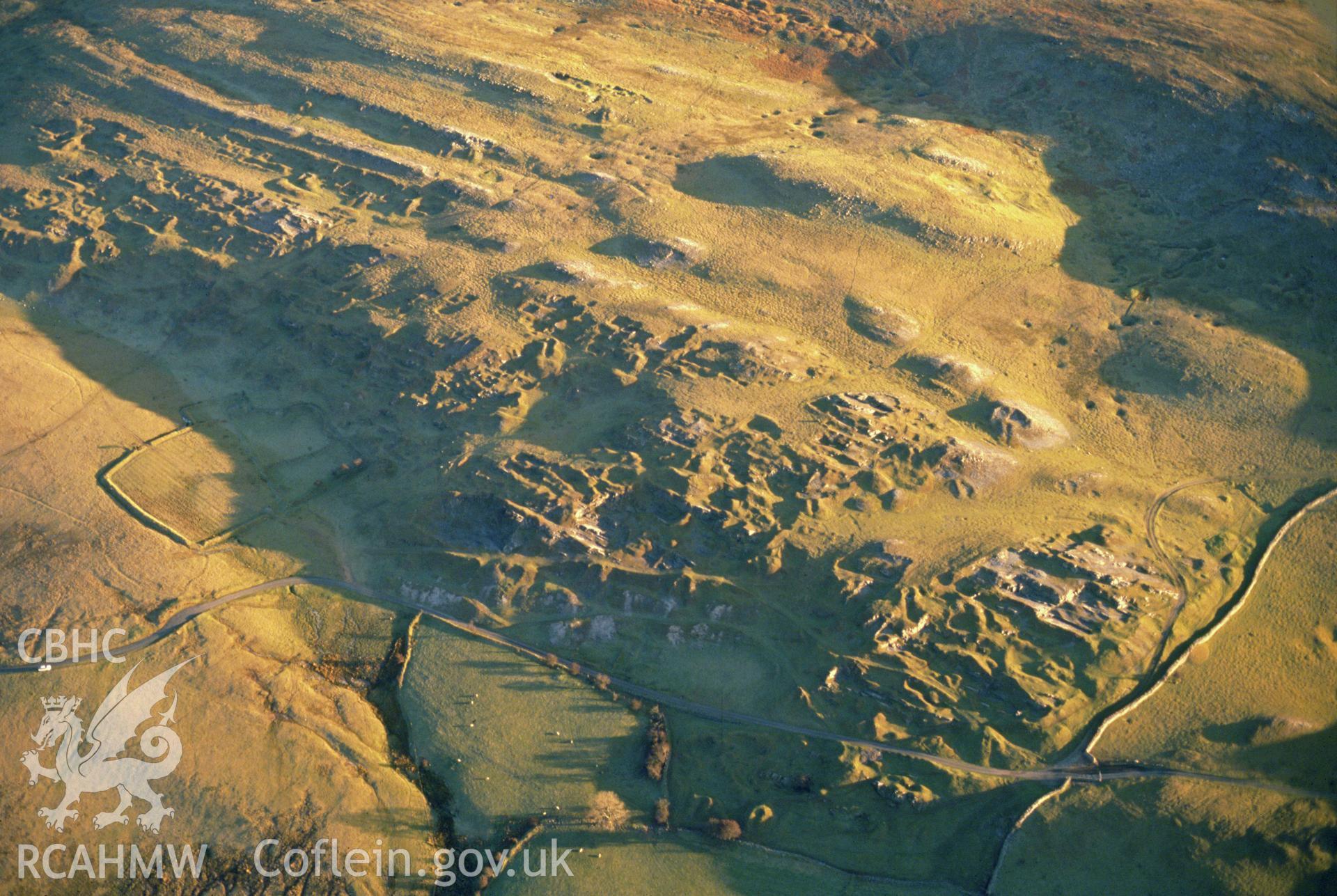 RCAHMW colour slide oblique aerial photograph of field systems at Nant Gwythwch, Dyffryn Cennen, taken on 13/01/1991 by CR Musson