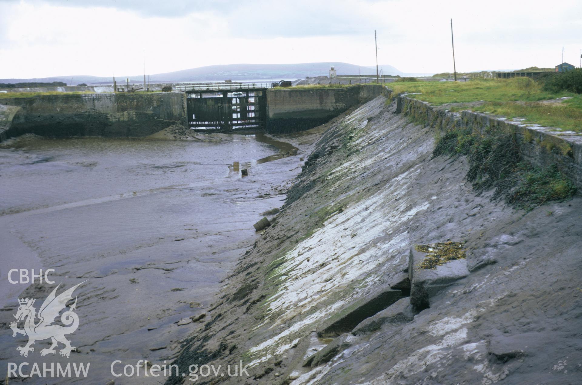 35mm colour slide showing Burry Port Harbour, East Dock, Carmarthenshire,  by Dylan Roberts.