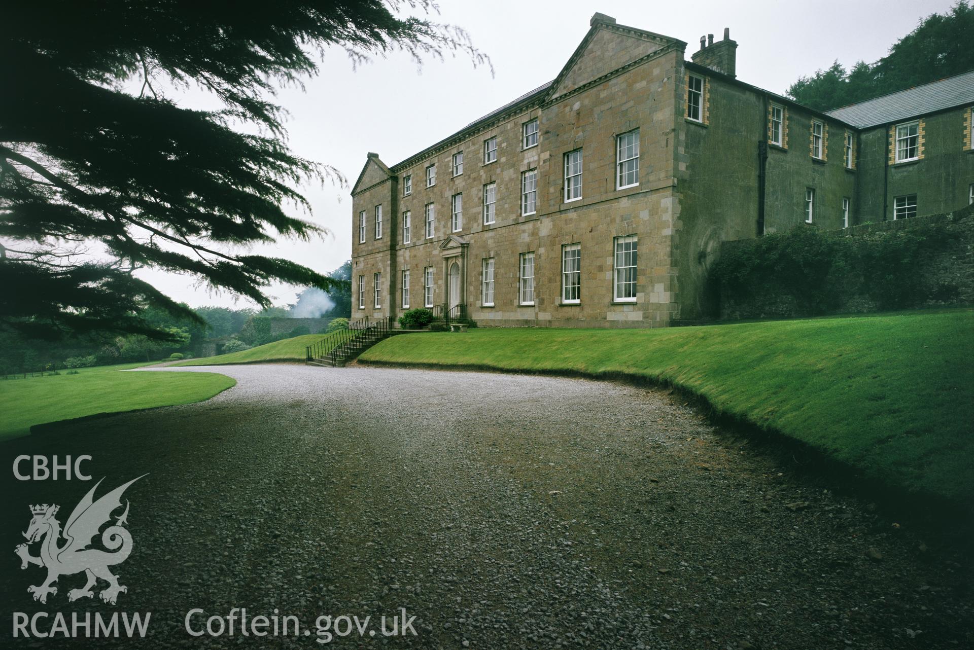 RCAHMW colour transparency showing view of Llanharan House, taken by I.N. Wright, 1979.