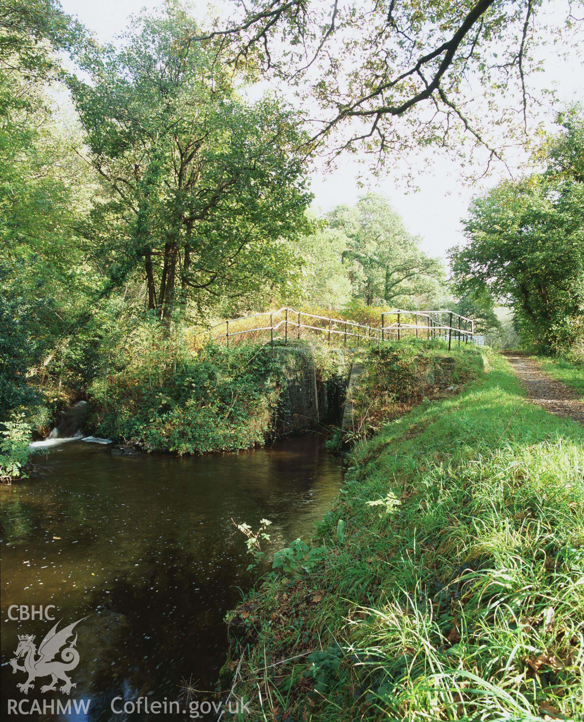 RCAHMW colour transparency showing  view of Ynysmeudwy Lower Lock along the Swansea Canal taken by I.N. Wright, October 2005.