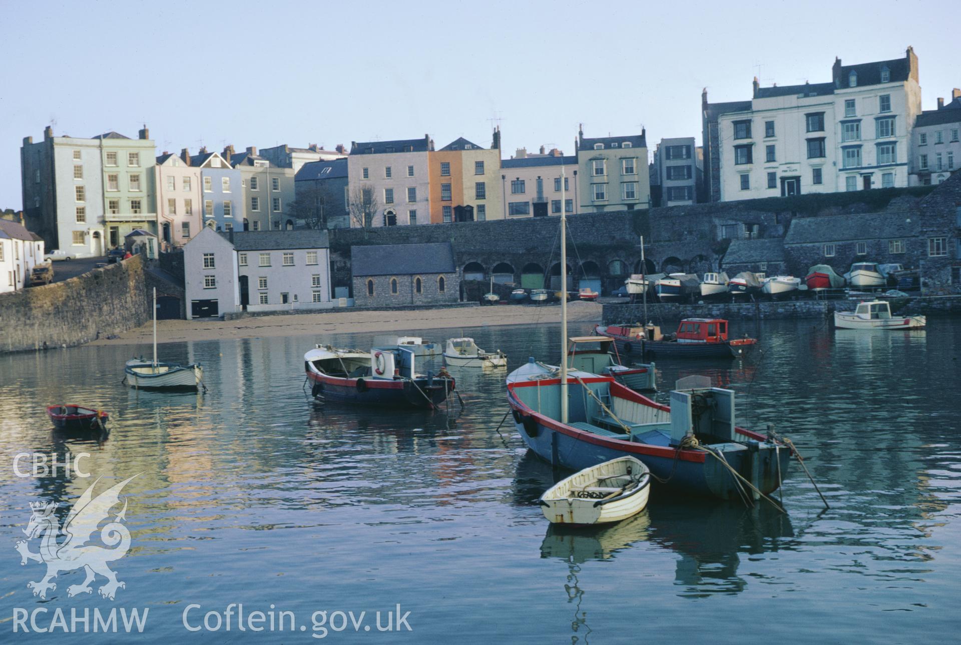 35mm colour slide showing Tenby Harbour, Pembrokeshire by Dylan Roberts.