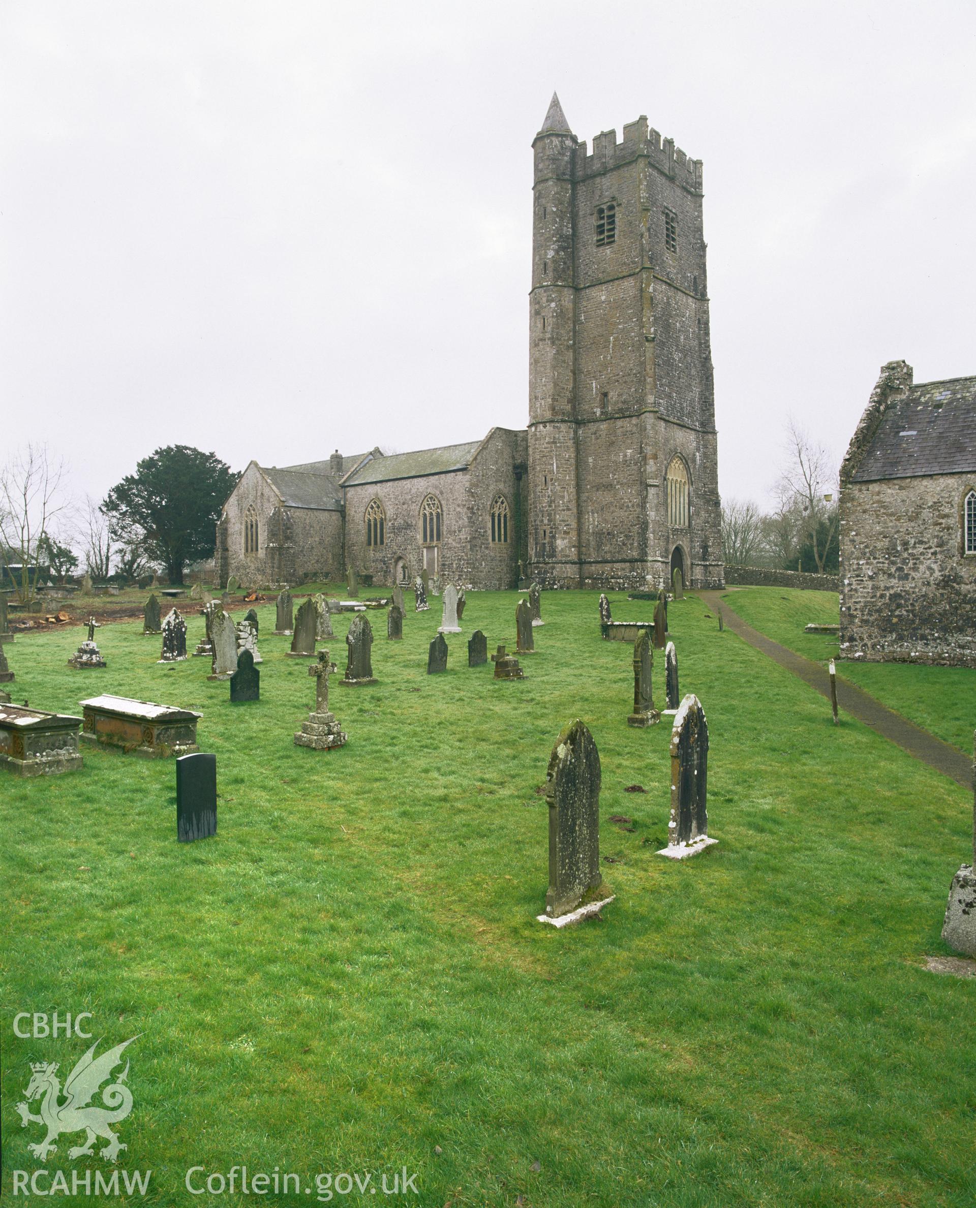 RCAHMW colour transparency showing view of St Mary's Church, Carew, taken by I.N. Wright, 2003.