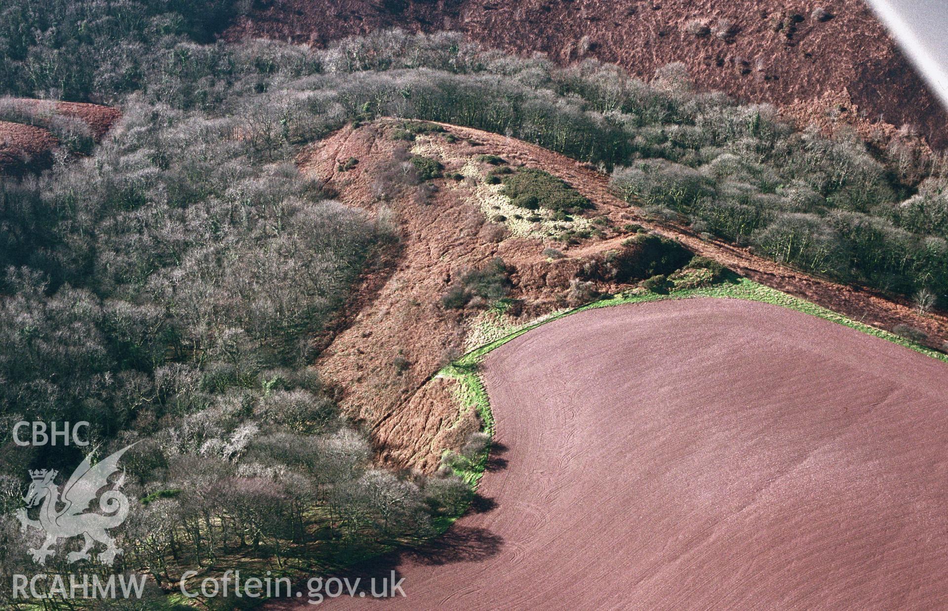 Slide of RCAHMW colour oblique aerial photograph of Castle Lloyd, Llanddowror, taken by C.R. Musson, 1997.