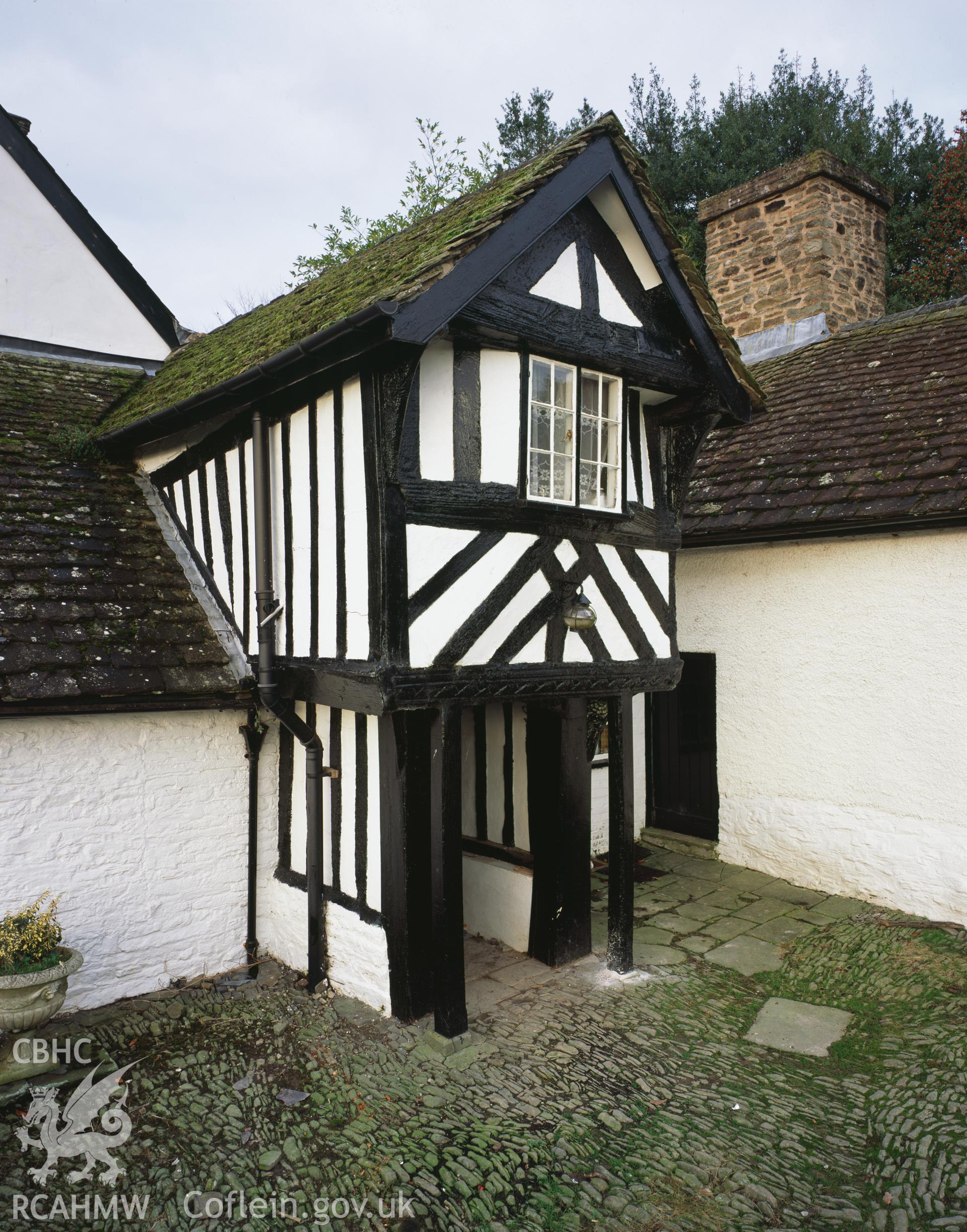 RCAHMW colour transparency showing view of the porch at Old Impton, Presteigne, taken by I.N. Wright, 2004