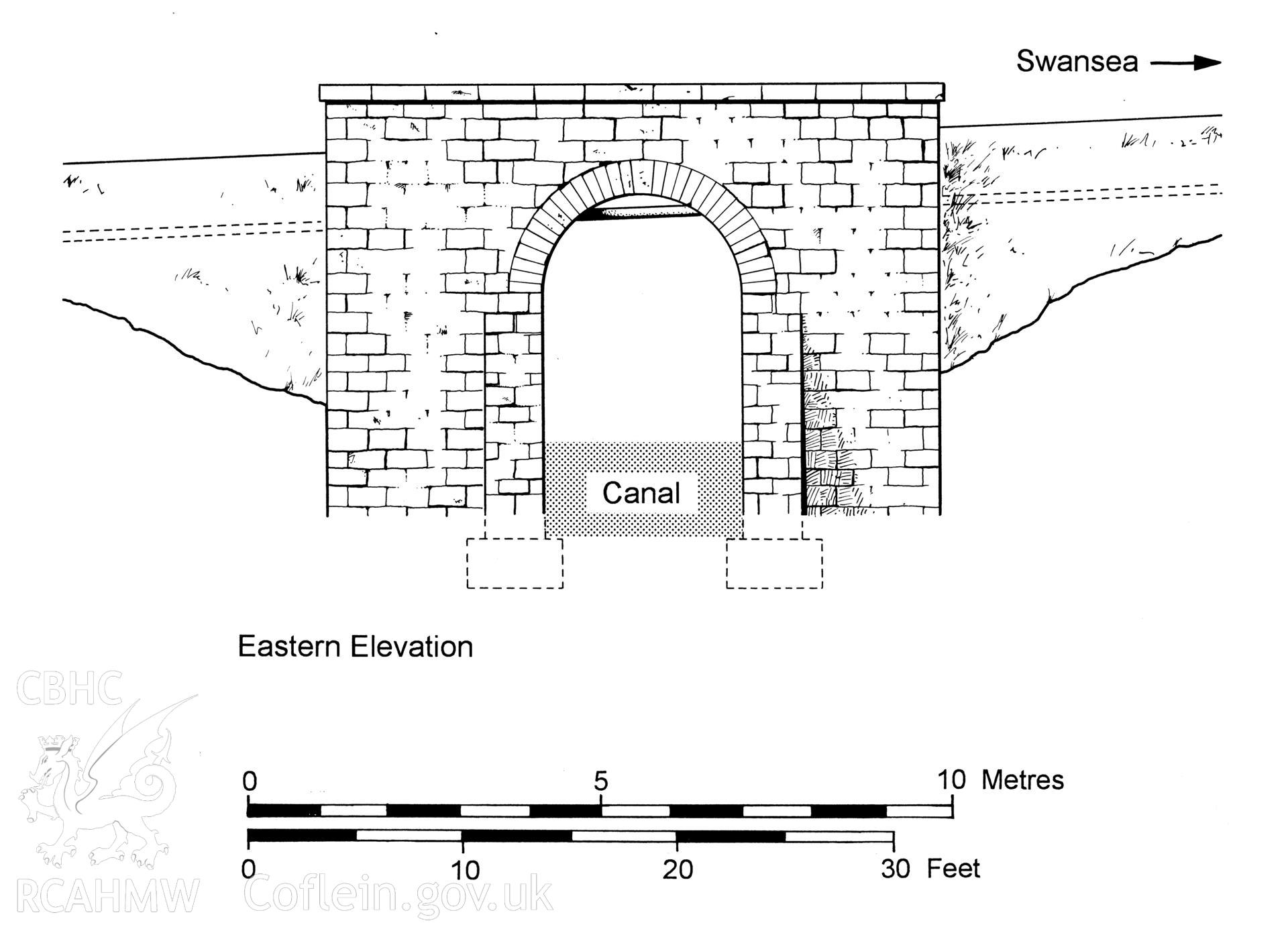 Measured drawing showing elevation view of the Abercraf Canal Tunnel, produced by J.D. Goodband, 1980.