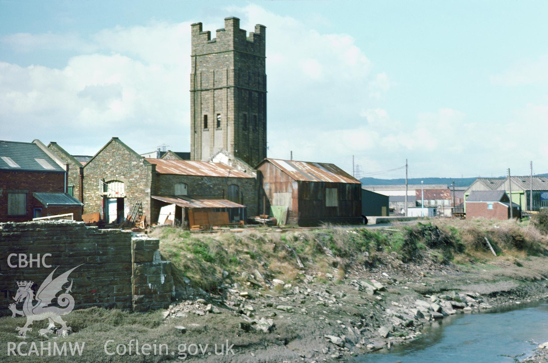 Colour 35mm slide of North Dock Engine House, Llanelli Harbour, by Dylan Roberts.