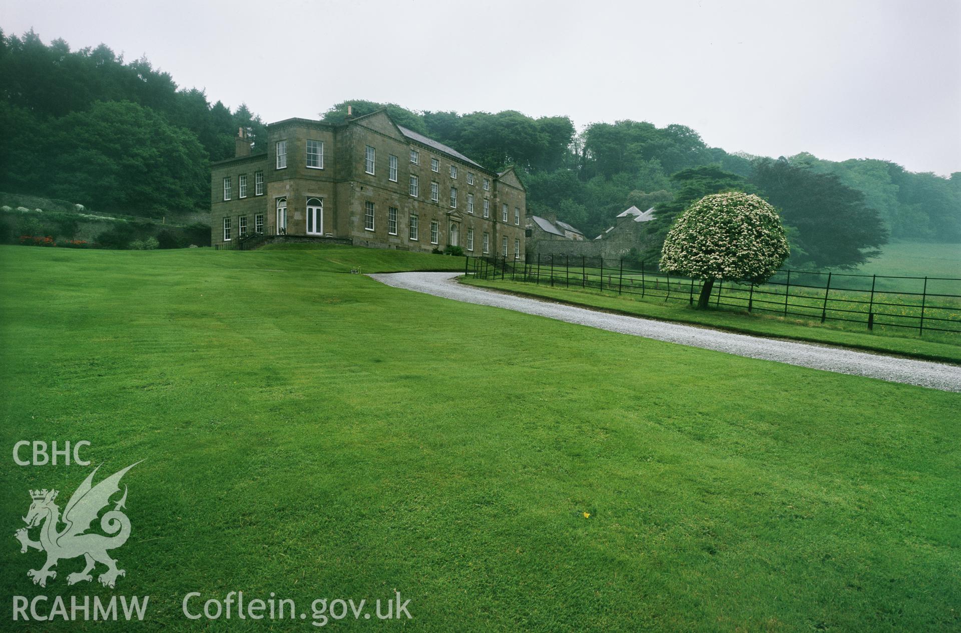 RCAHMW colour transparency showing view of Llanharan House, taken by I.N. Wright, 1979.