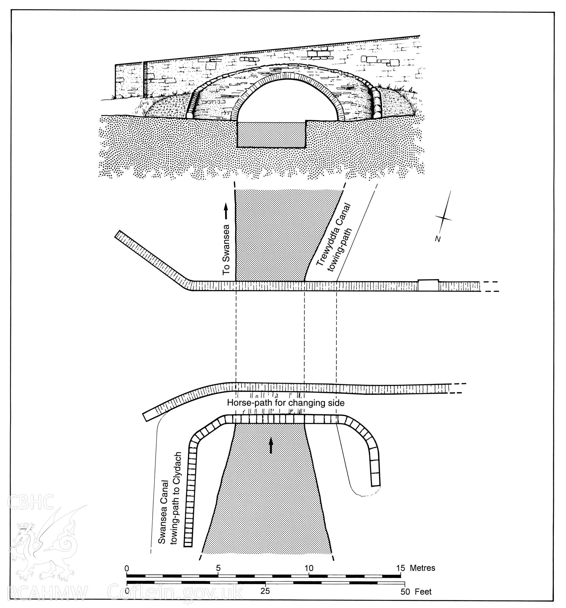 Morfydd Street Turnbridge, Morriston; measured plan and elevation view produced by Charles Green, 1995.